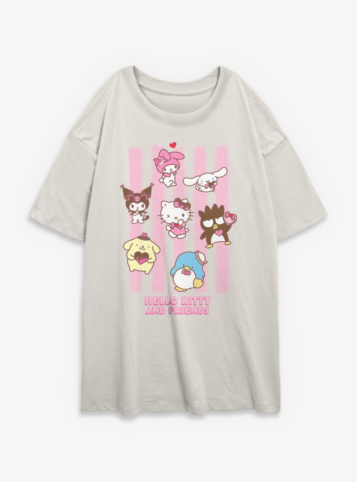 Sanrio Hello Kitty Stripes And Friends Womens Oversized T-Shirt, , hi-res