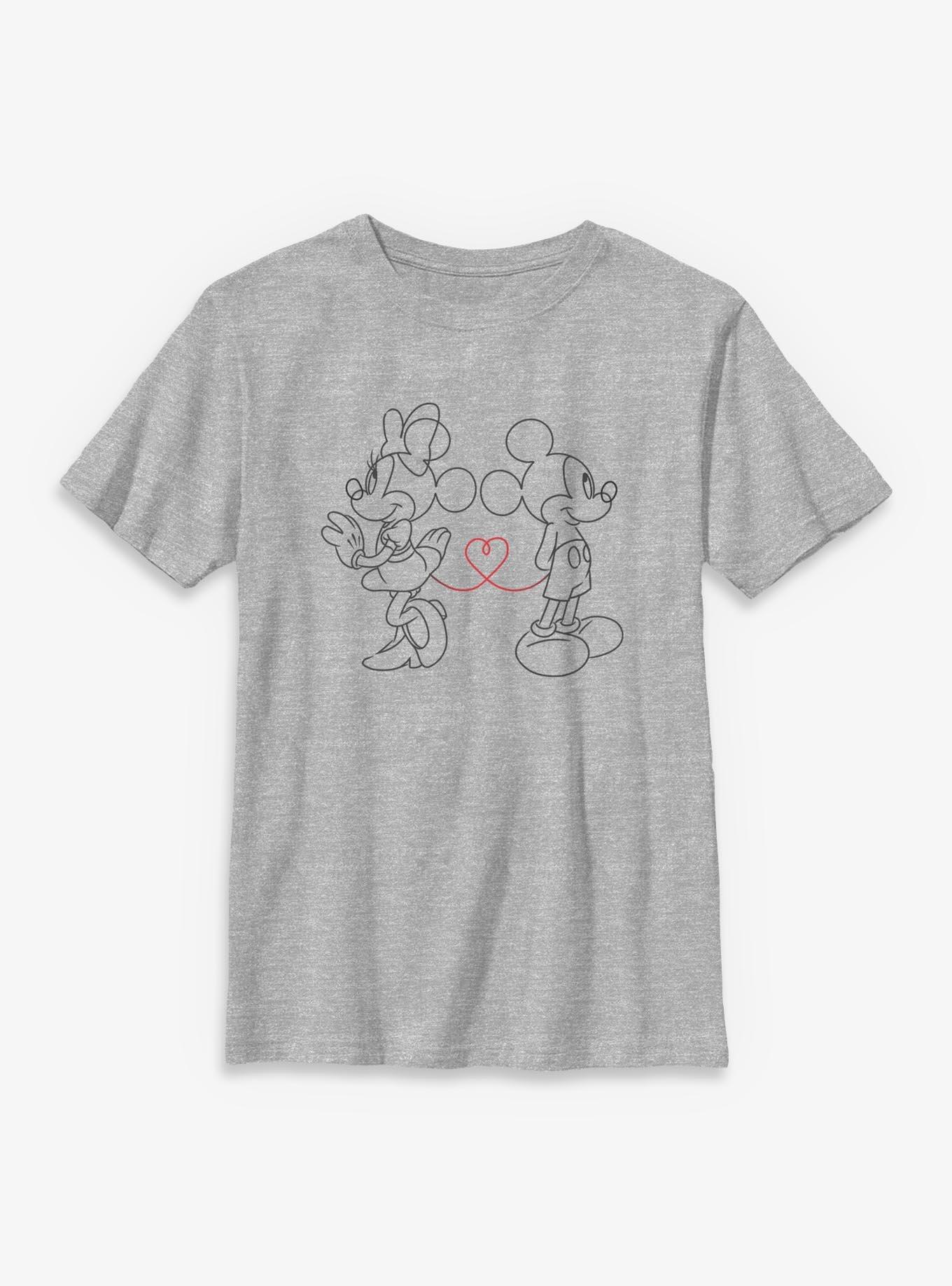 Disney Mickey Mouse & Minnie Outline Heart Youth T-Shirt