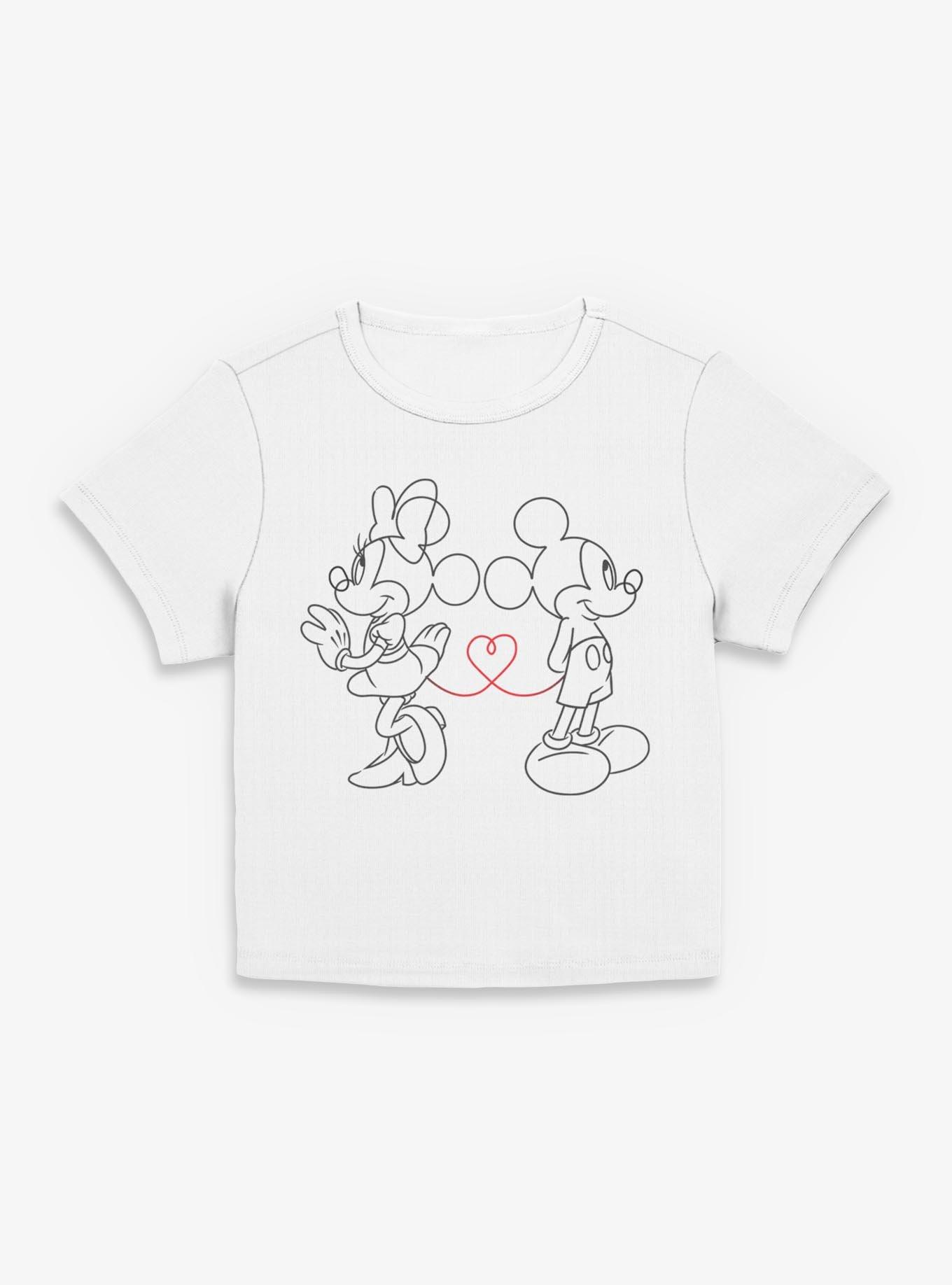 Disney Mickey Mouse & Minnie Mouse Outline Heart Womens Baby T-Shirt, , hi-res