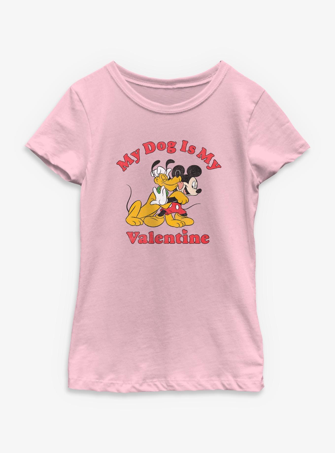 Disney Pluto & Mickey Mouse Valentine Youth Girls T-Shirt, , hi-res