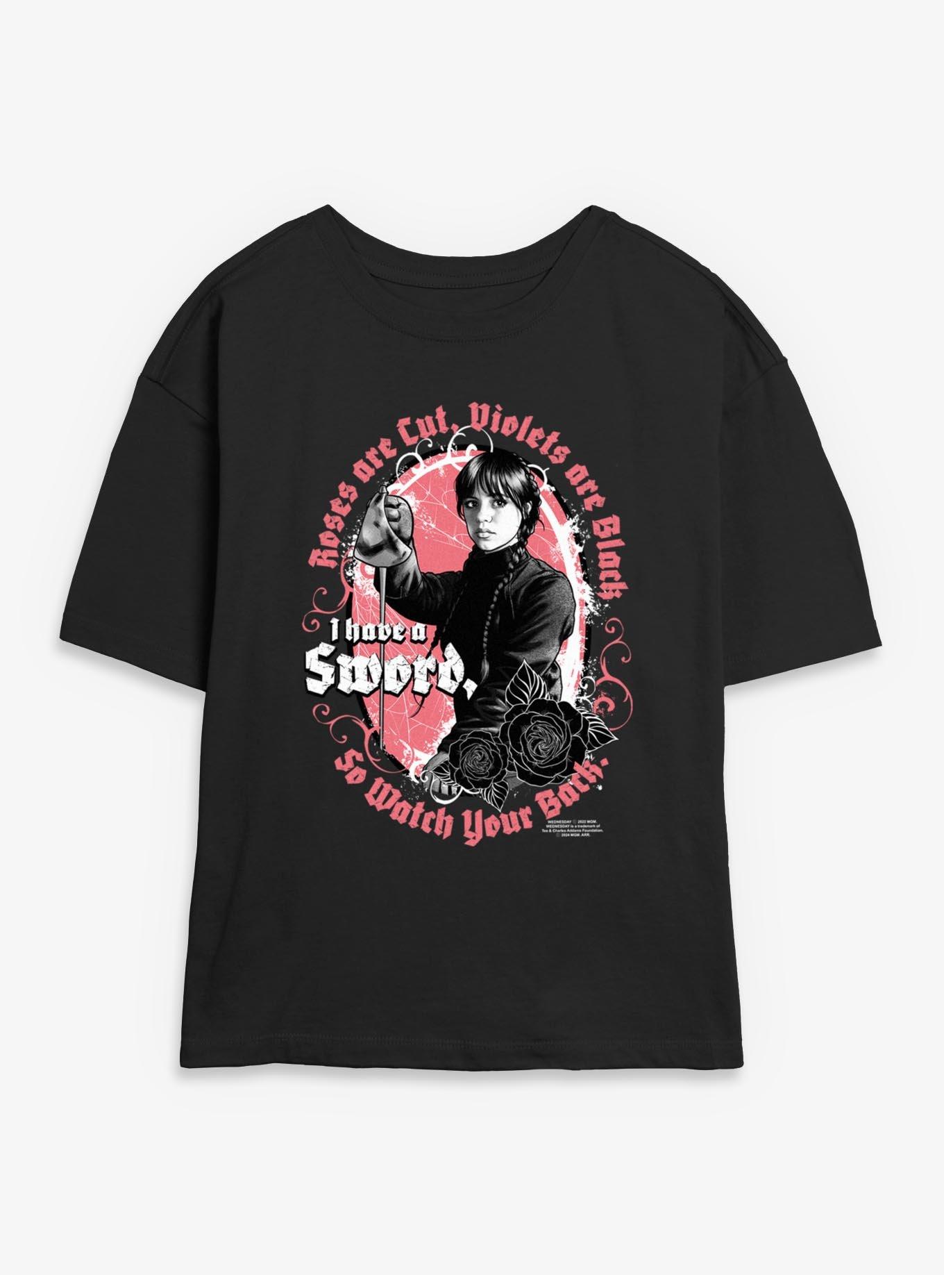 Wednesday Roses Are Cut Womens Skimmer T-Shirt, , hi-res
