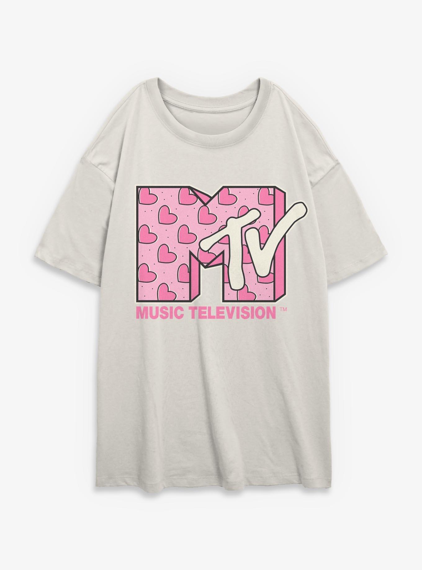 MTV Heart Diagonal Womens Oversized T-Shirt, , hi-res