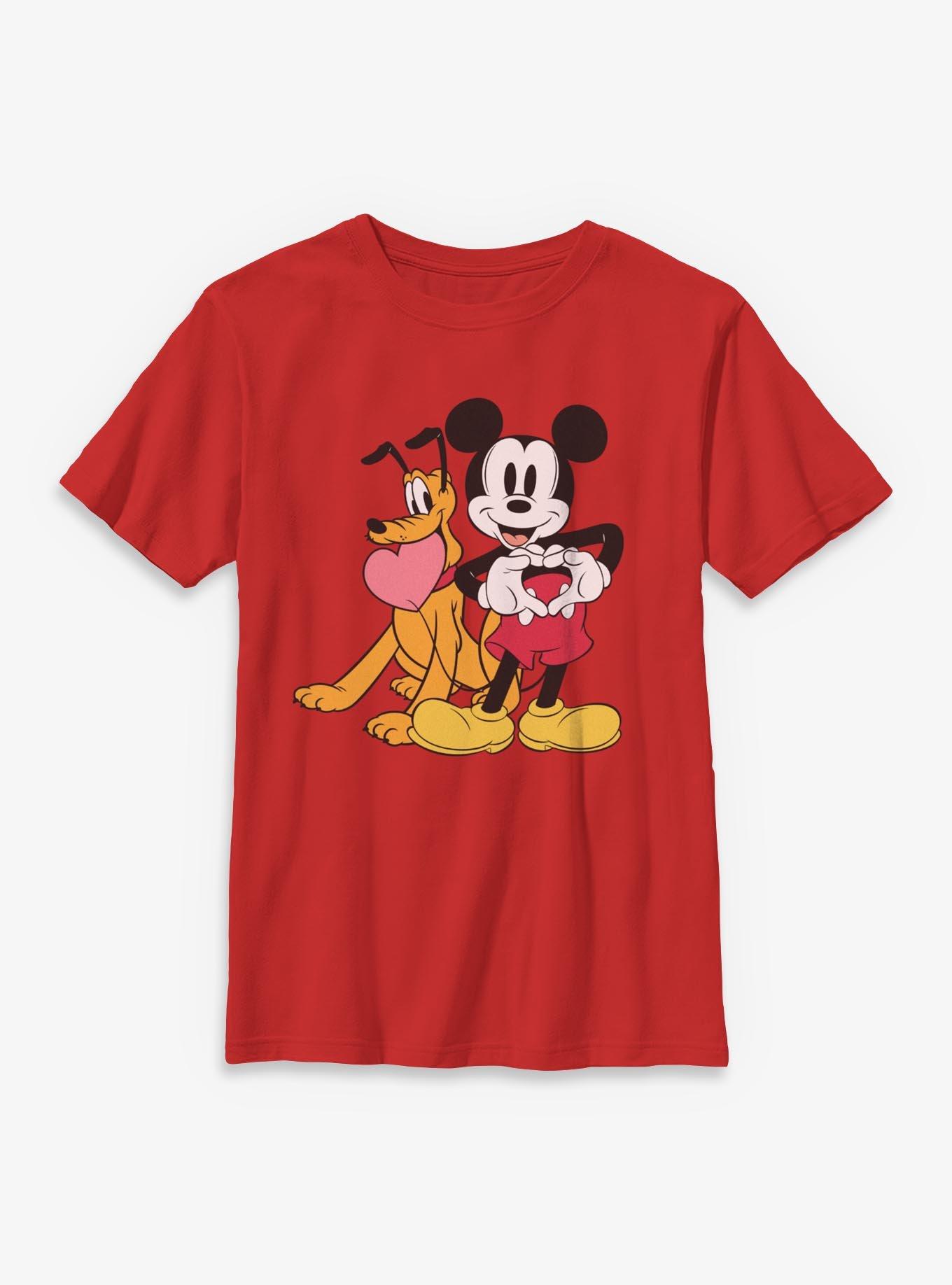 Disney Mickey Mouse & Pluto Hearts Youth T-Shirt, , hi-res