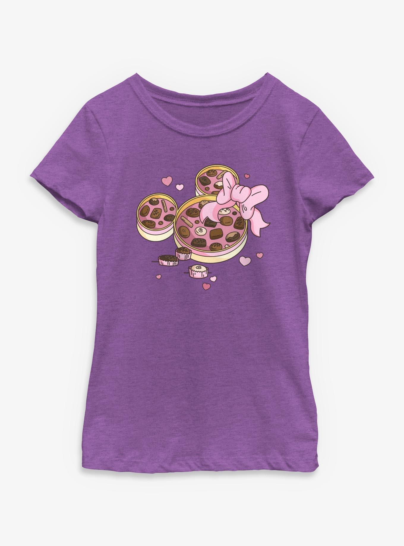 Disney Mickey Mouse Valentine Chocolate Box Youth Girls T-Shirt