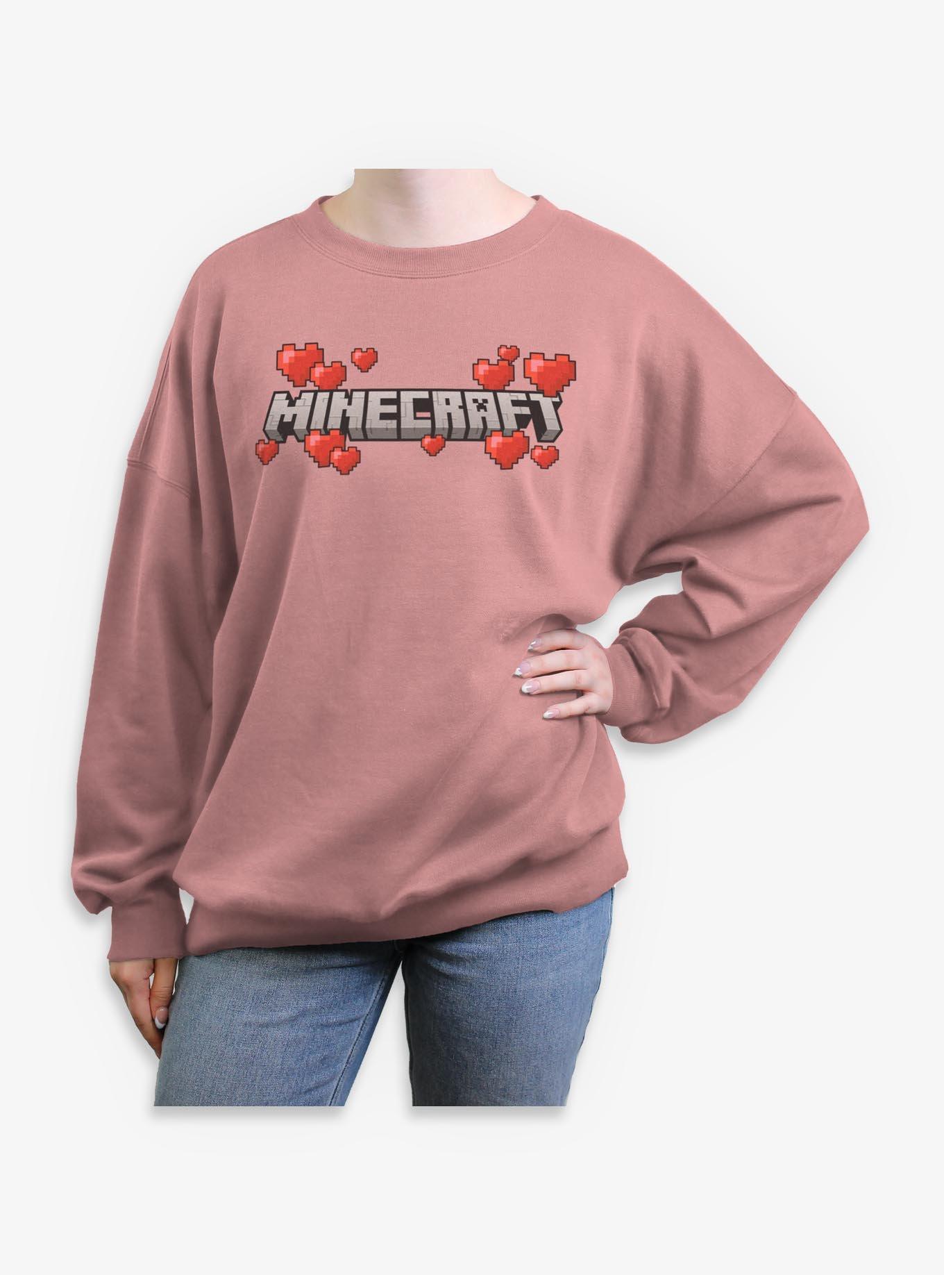 Minecraft Logo Hearts Womens Oversized Sweatshirt, , hi-res