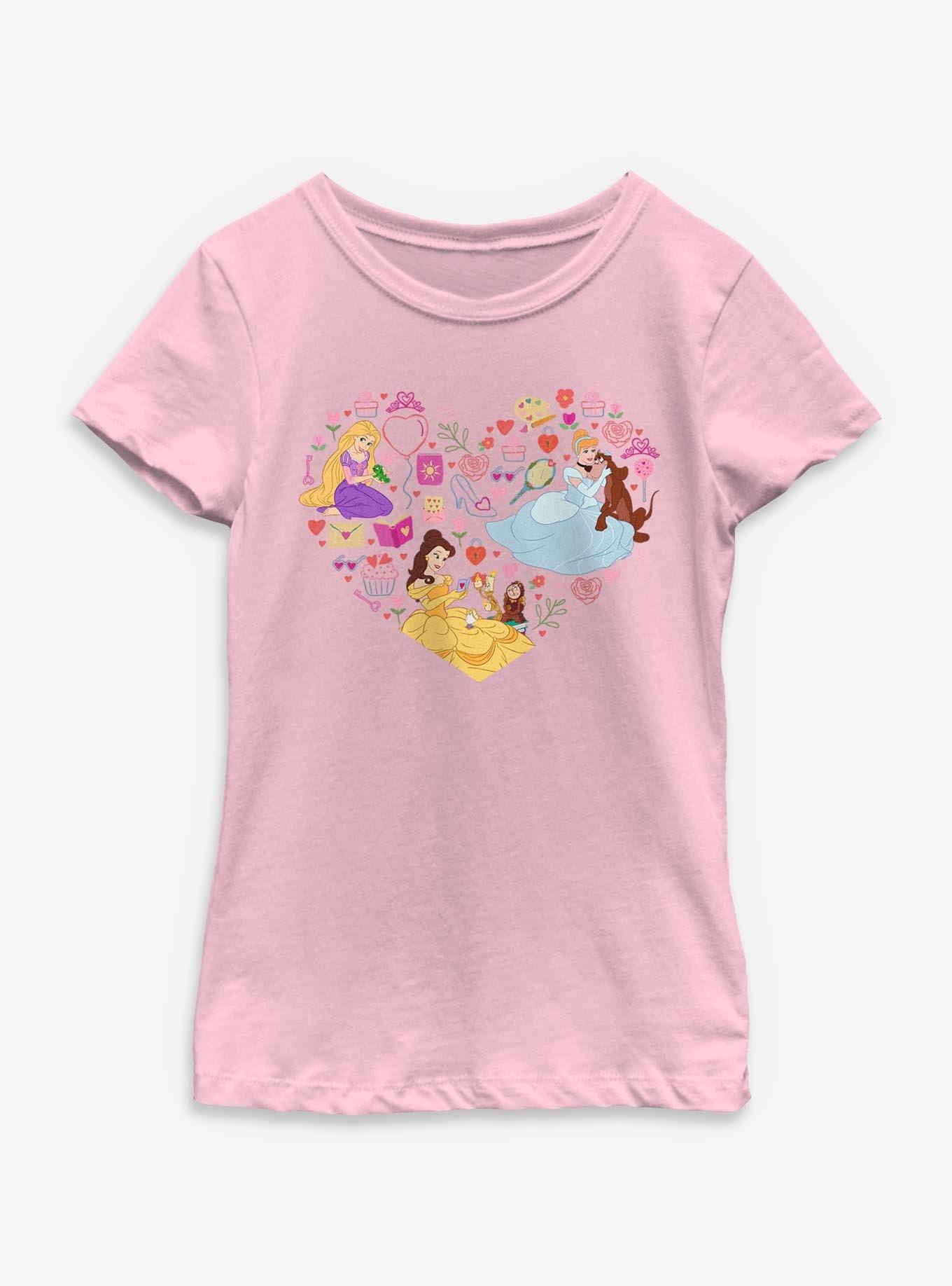 Disney Princesses & Pet Friends Heart Youth Girls T-Shirt, , hi-res