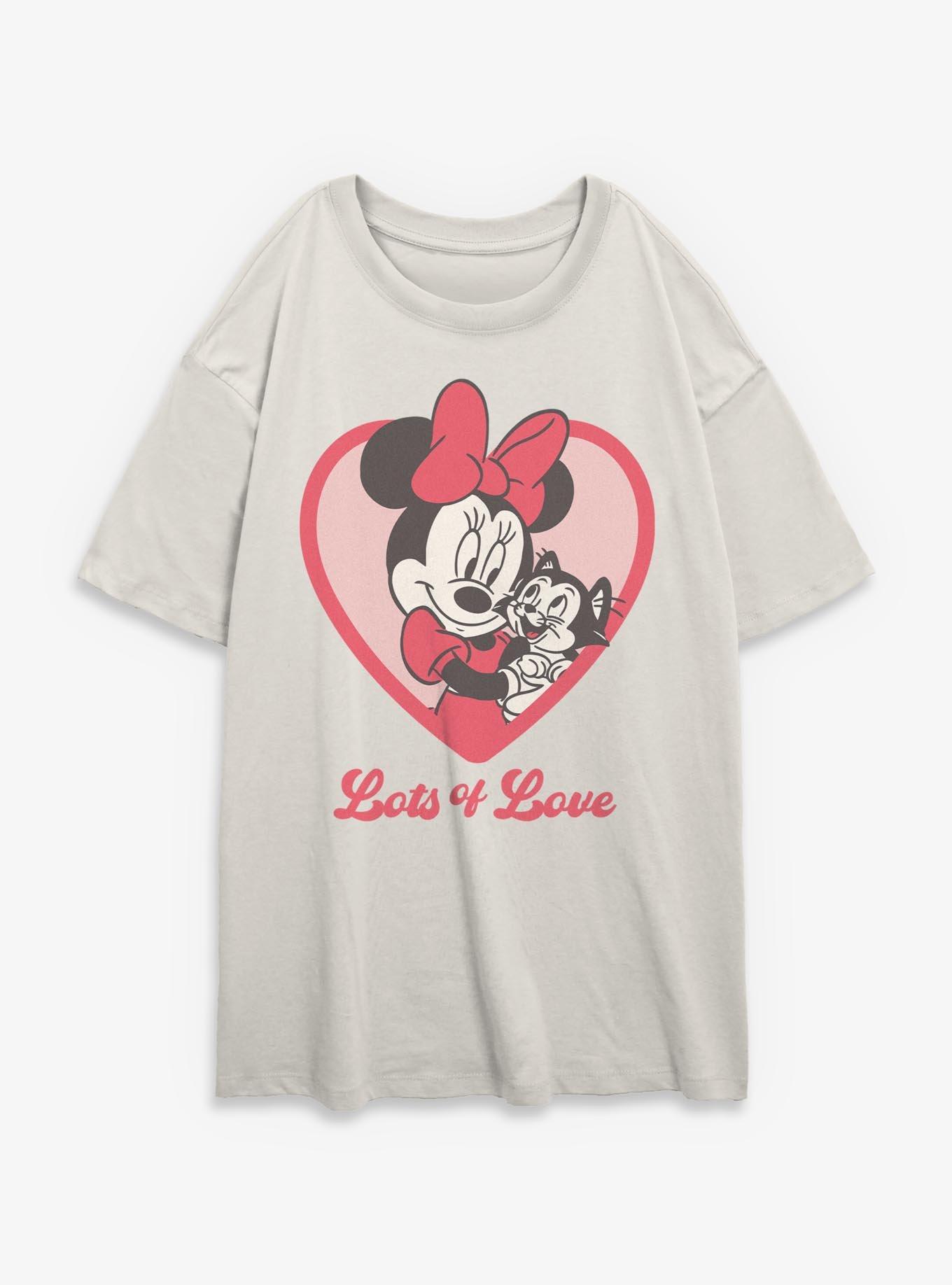 Disney Minnie Mouse Heart Love Womens Oversized T-Shirt, , hi-res