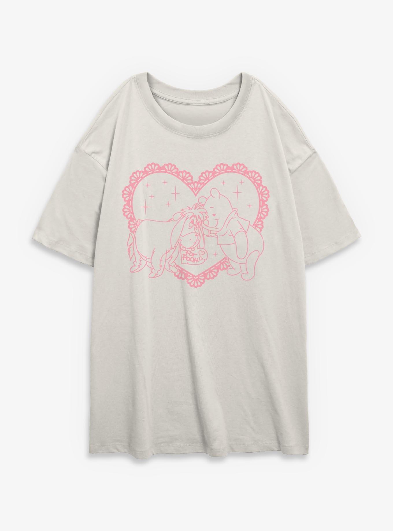 Disney Winnie The Pooh & Eeyore Heart For Pooh Womens Oversized T-Shirt, , hi-res