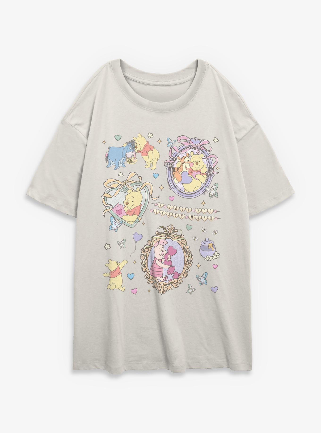 Disney Winnie The Pooh Friendship Collage Womens Oversized T-Shirt, , hi-res