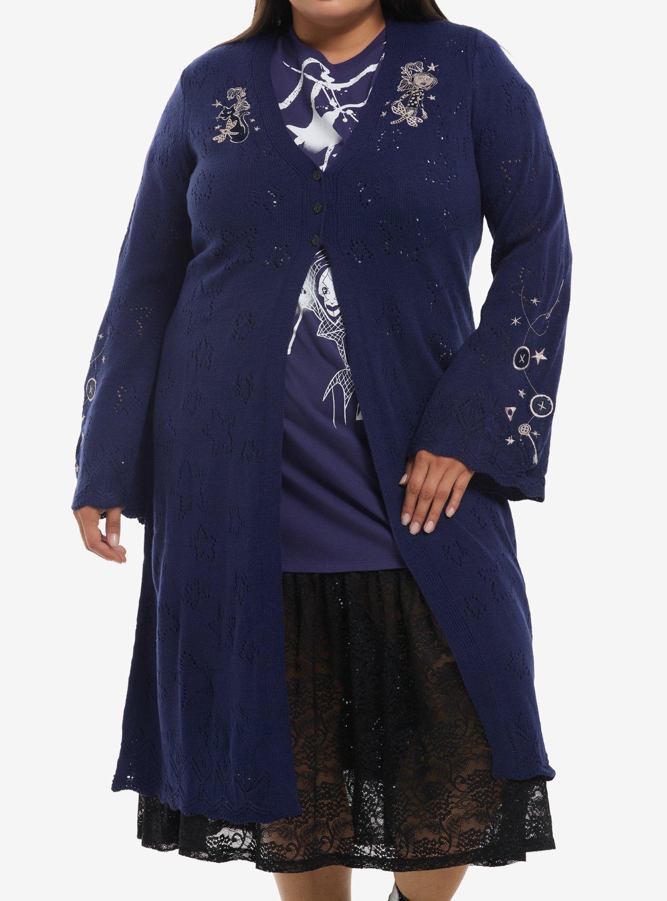 Coraline Embroidered Pointelle Girls Knit Duster Plus Size, , hi-res