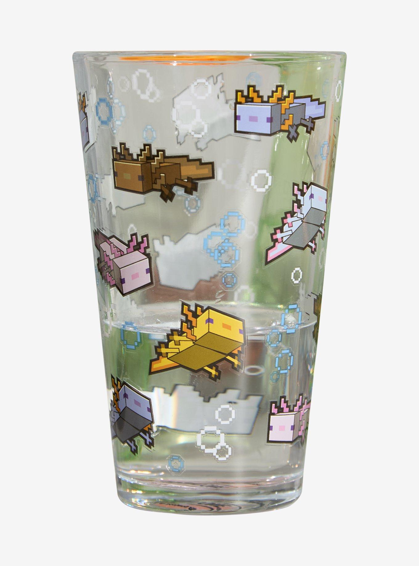 Minecraft Axolotls Allover Print Glass Cup, , hi-res