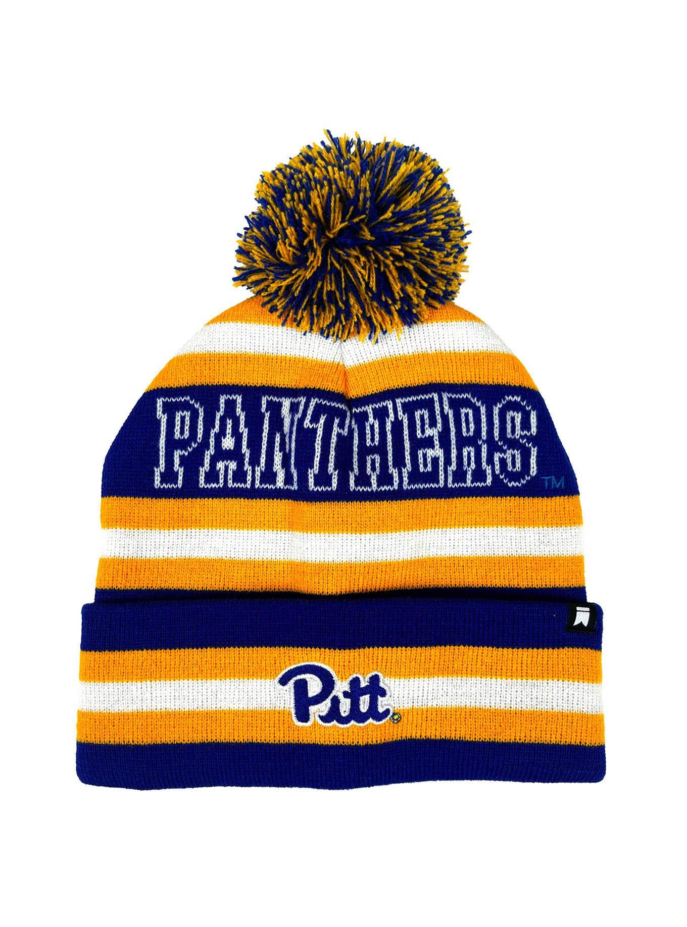 University of Pittsburgh Block Stripes Knit Pom Beanie, , hi-res