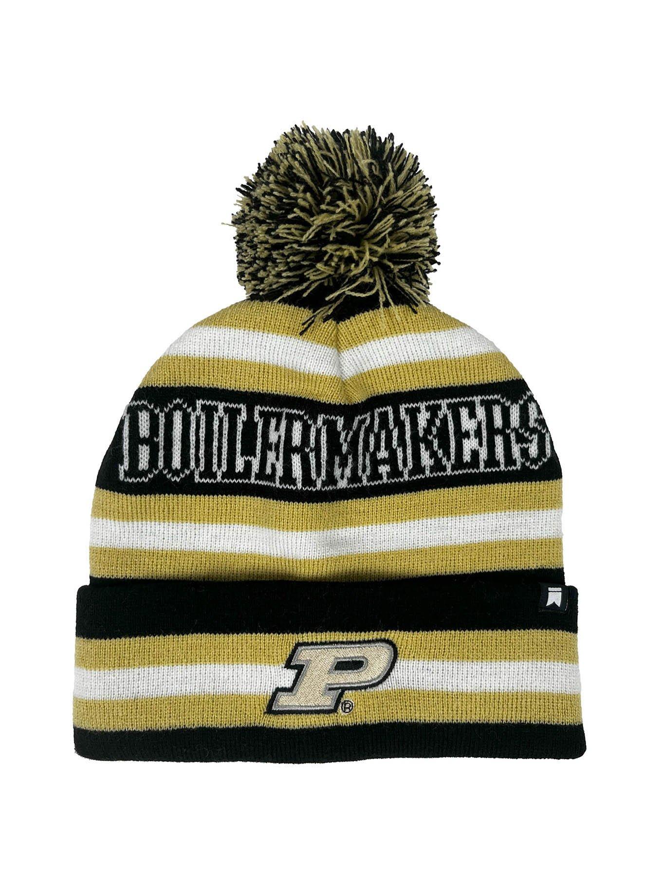 Purdue University Block Stripes Knit Pom Beanie, , hi-res