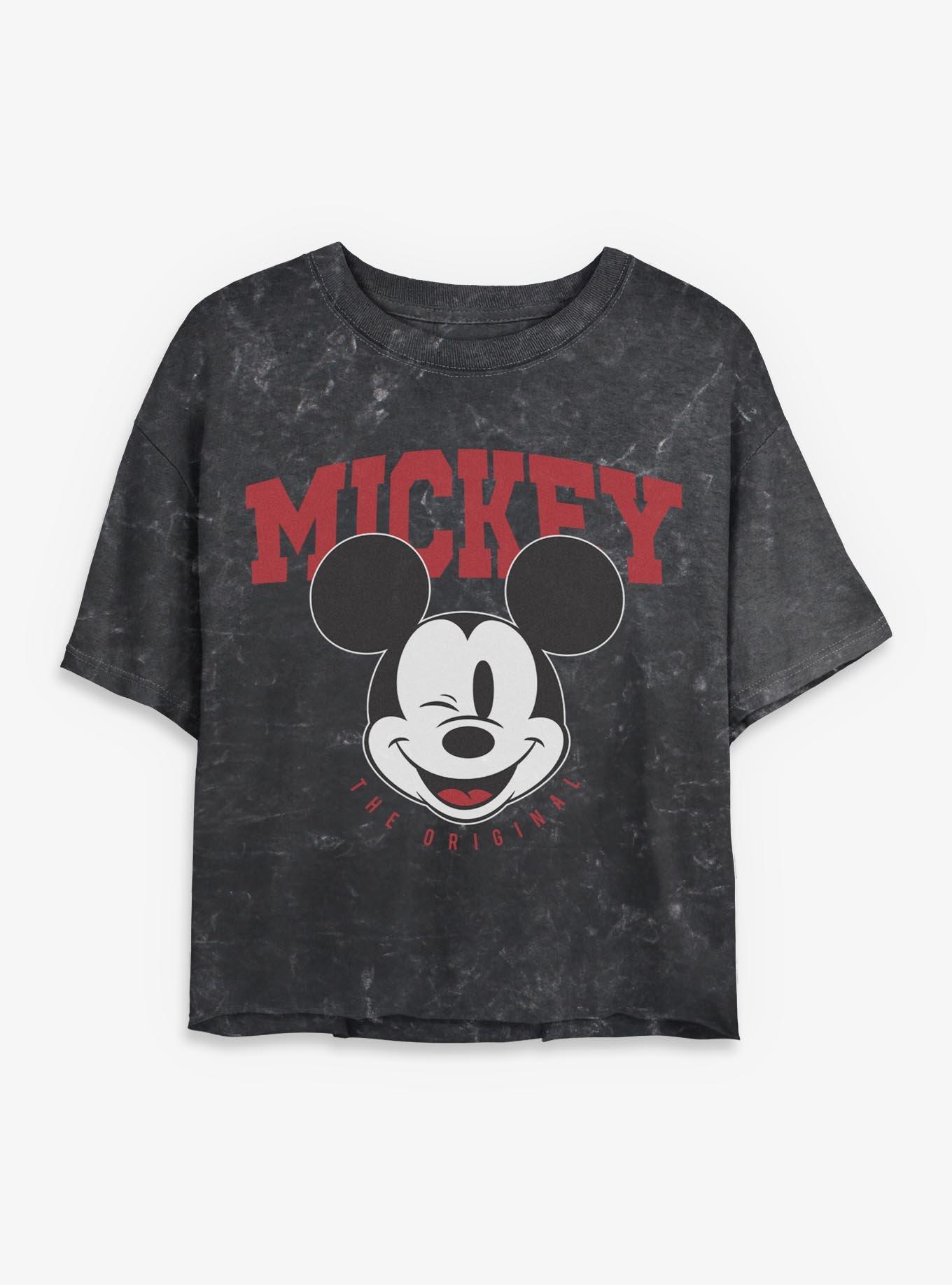 Disney Mickey Mouse Original Mouse Mickey Mineral Wash Womens Crop T-Shirt, , hi-res