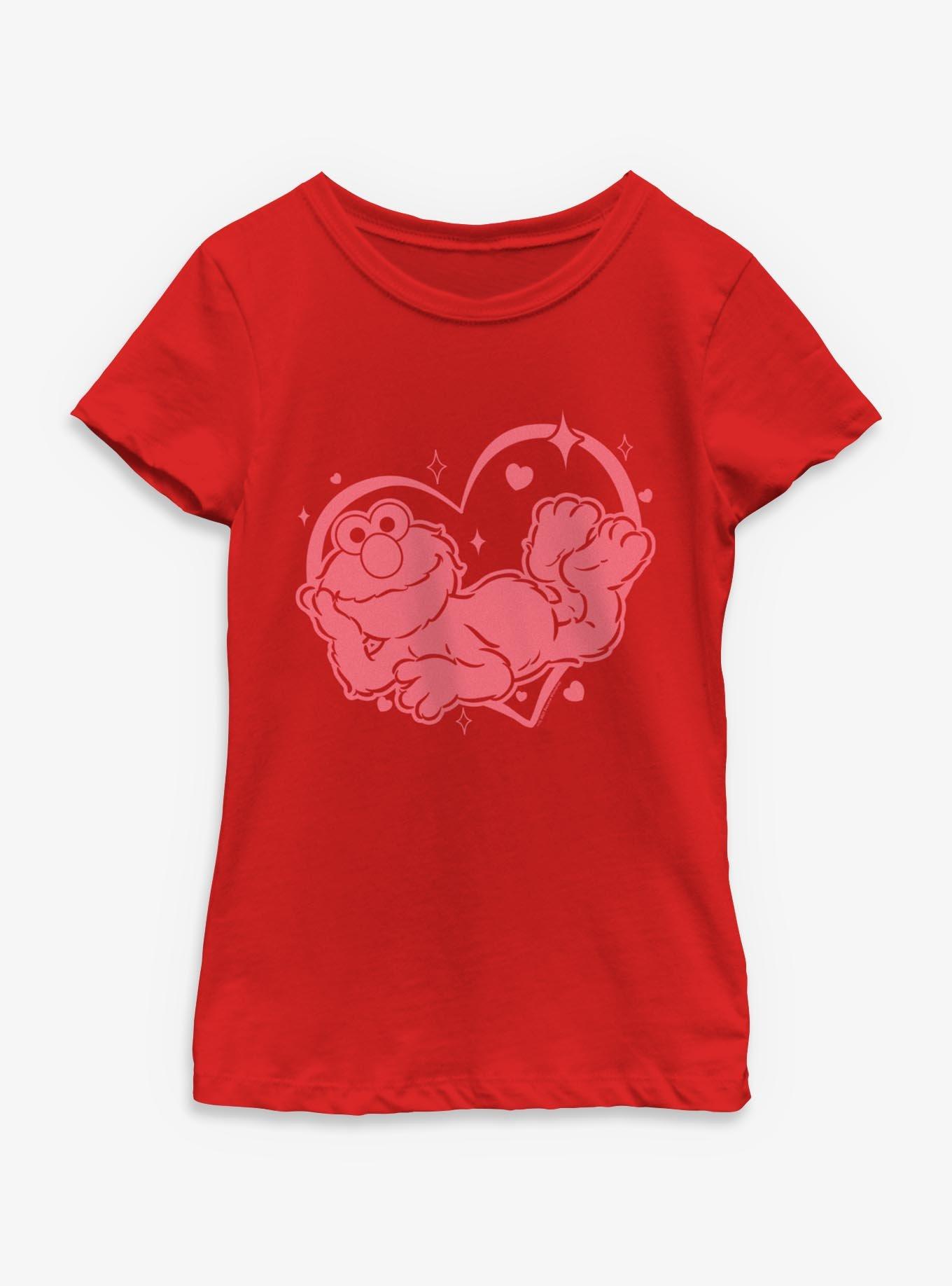 Sesame Street Elmo With Hearts Youth Girls T-Shirt, , hi-res