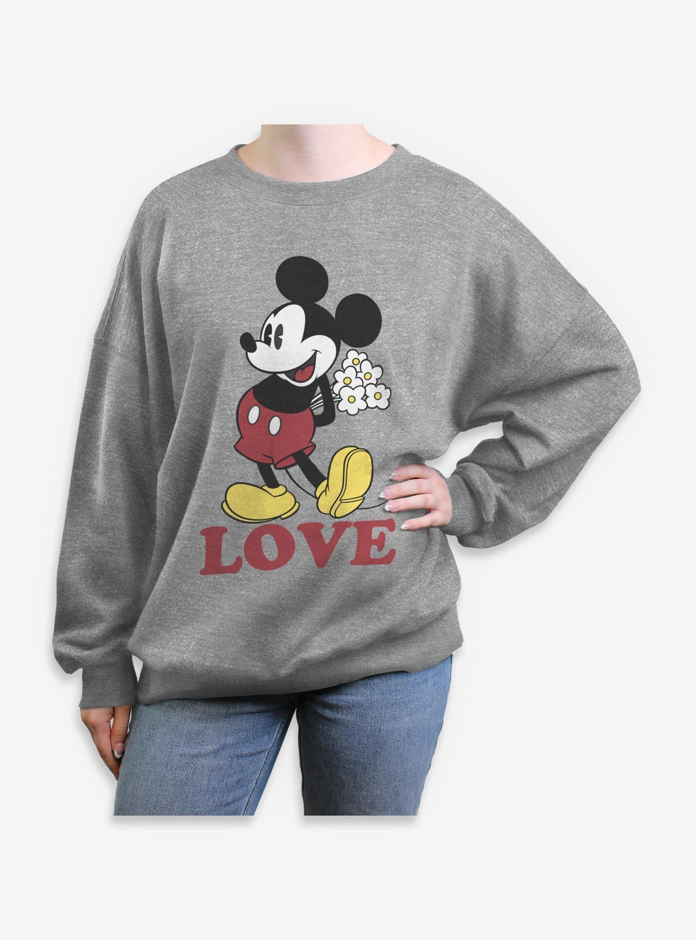 Disney Mickey Mouse Flowers Love Womens Oversized Sweatshirt, , hi-res