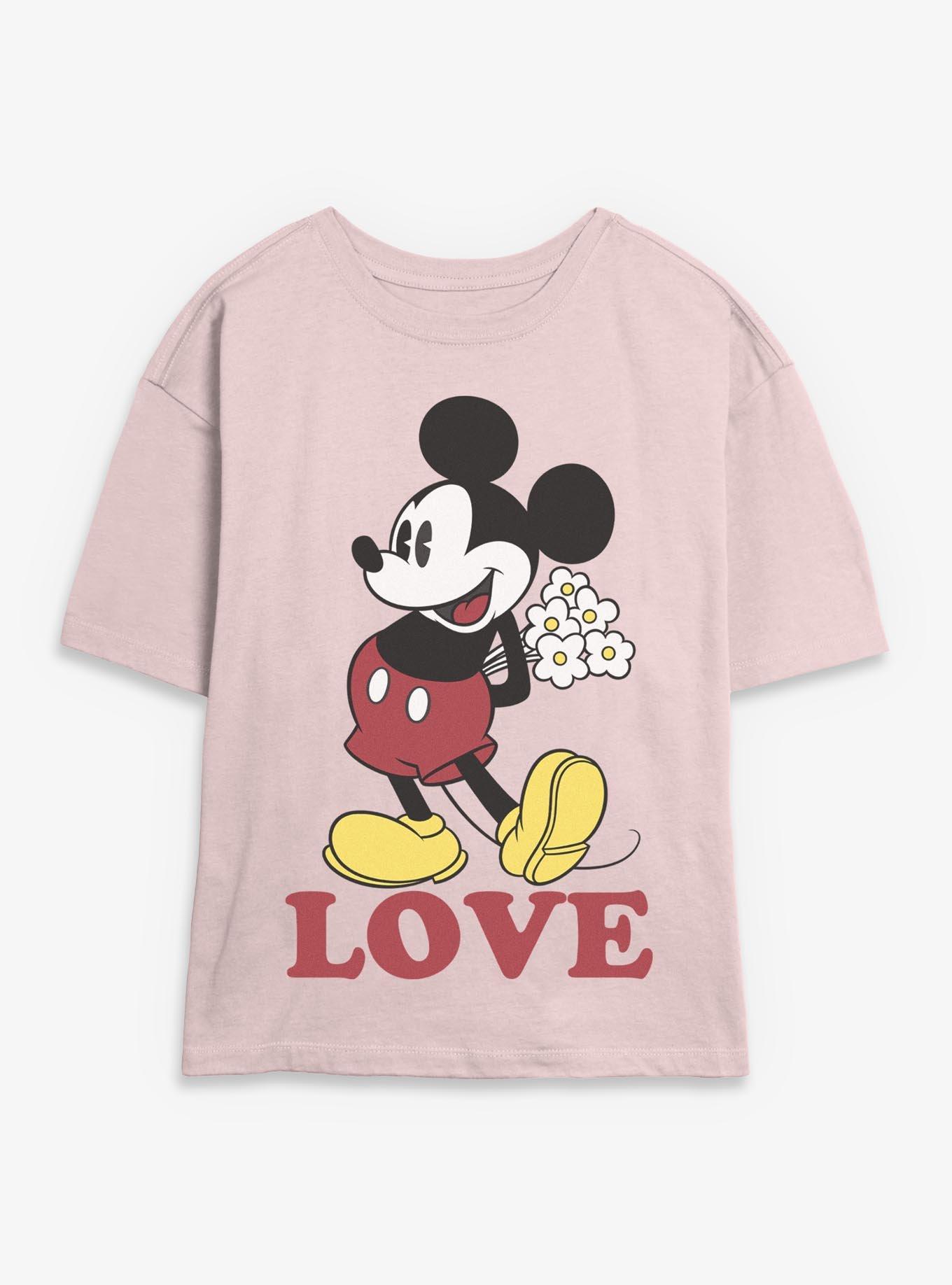 Disney Mickey Mouse Flowers Love Womens Skimmer T-Shirt, , hi-res
