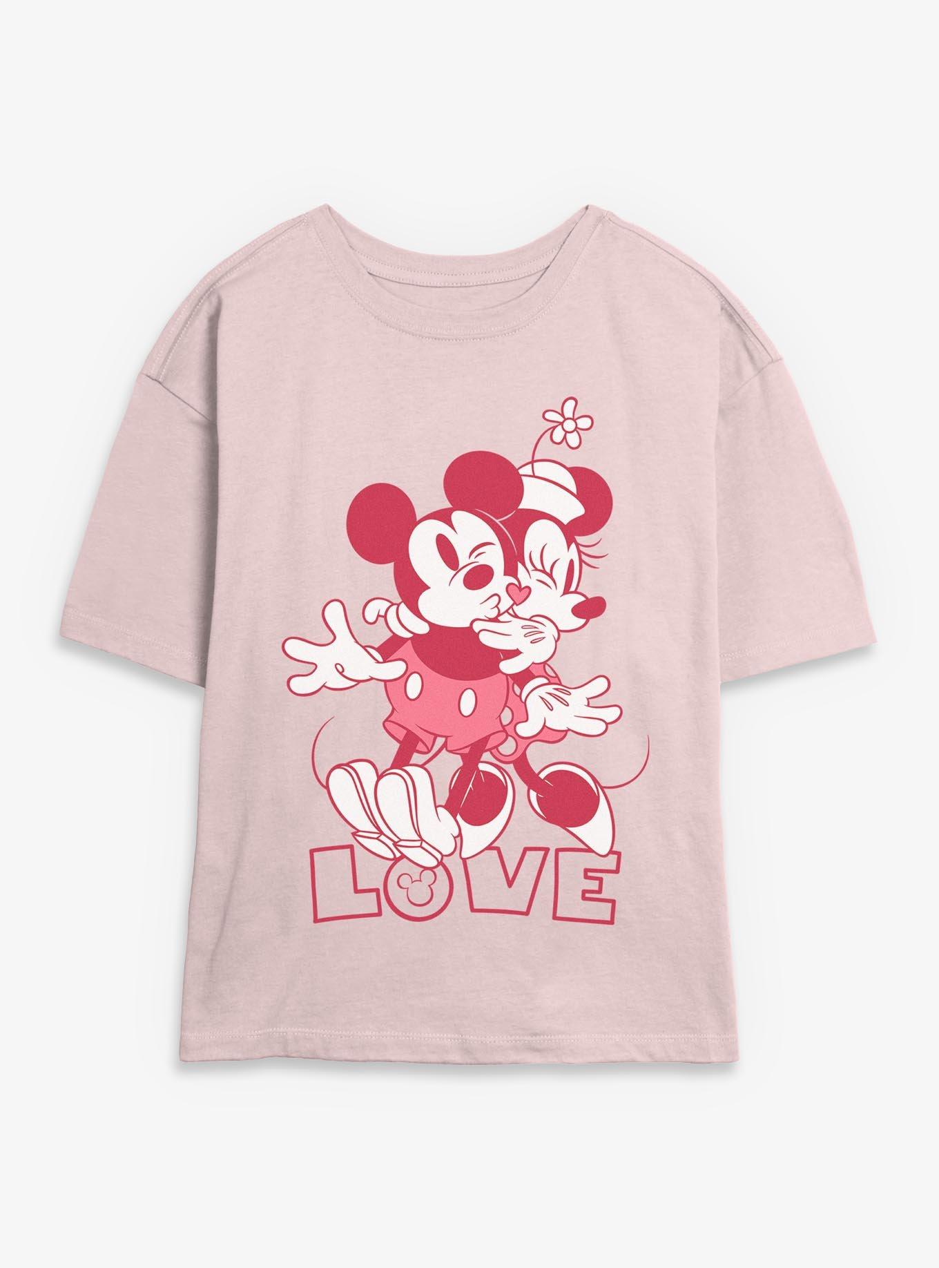 Disney Mickey Mouse & Minnie Mouse Kiss Love Womens Skimmer T-Shirt, , hi-res