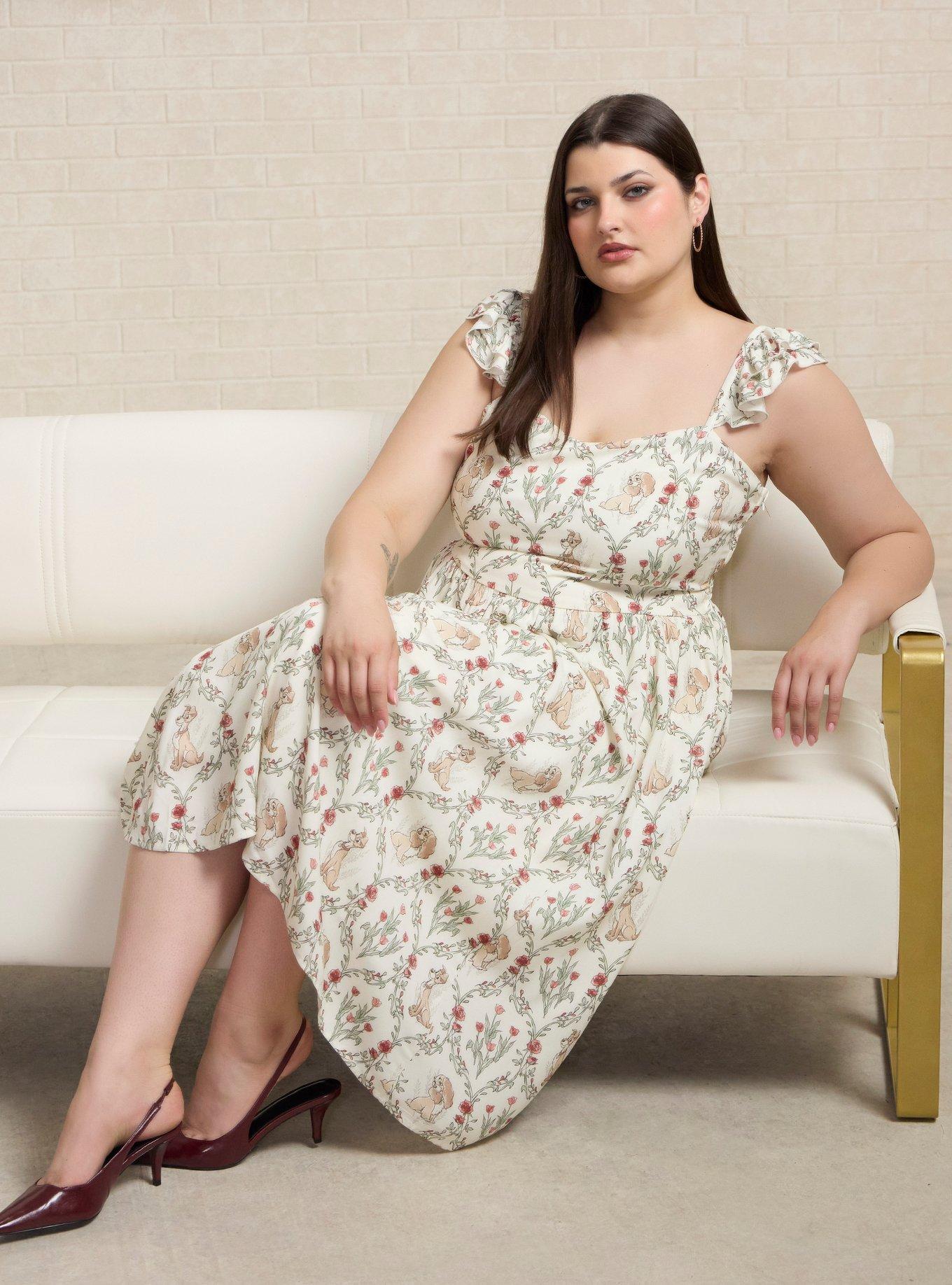Disney Lady & The Tramp Floral Ruffle Tank Plus Size Dress, , hi-res