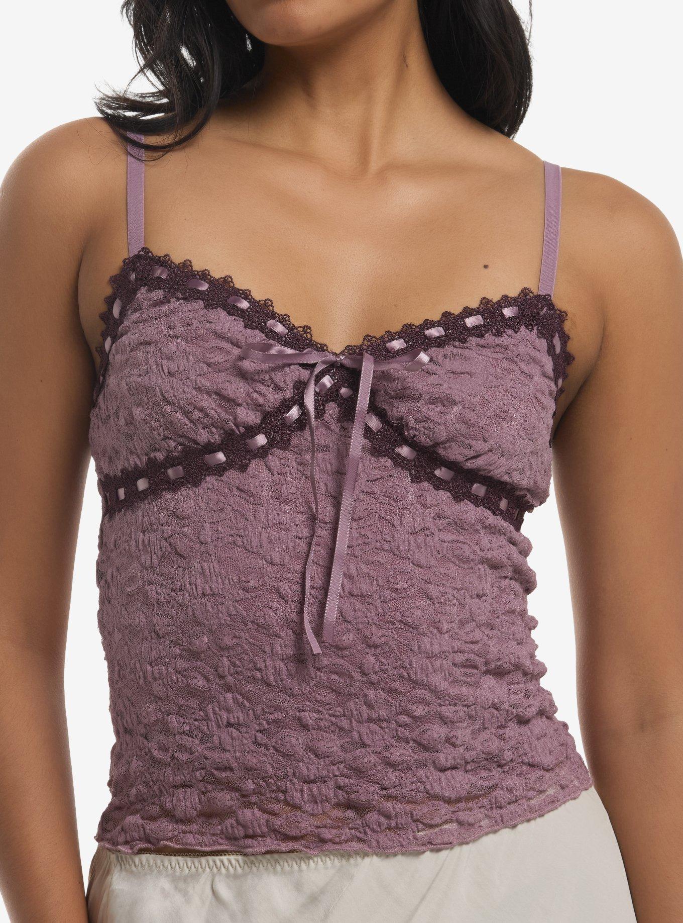 Lavender Lace & Ribbon Cami, , hi-res