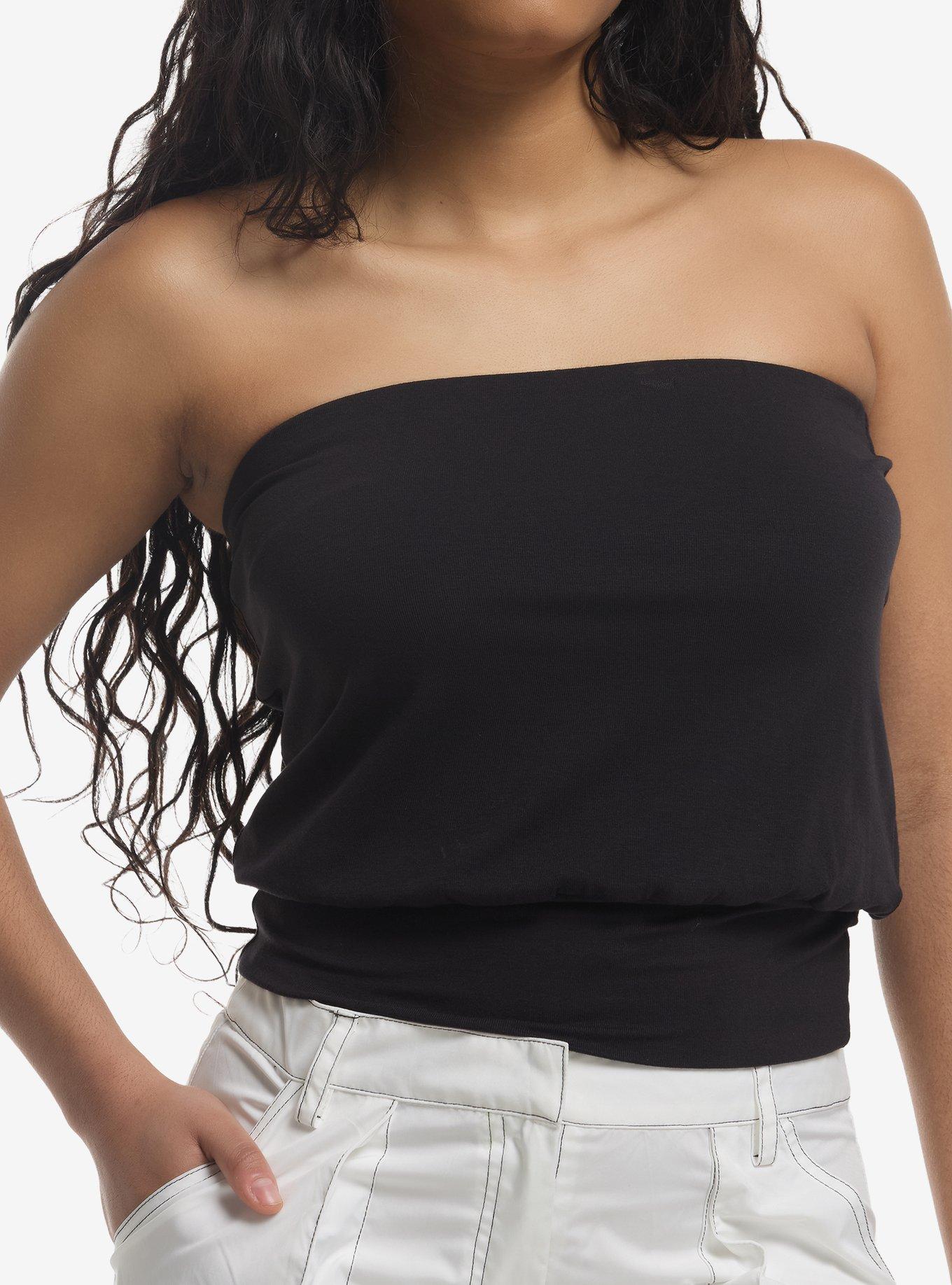 Black Wide Band Tube Top, , hi-res