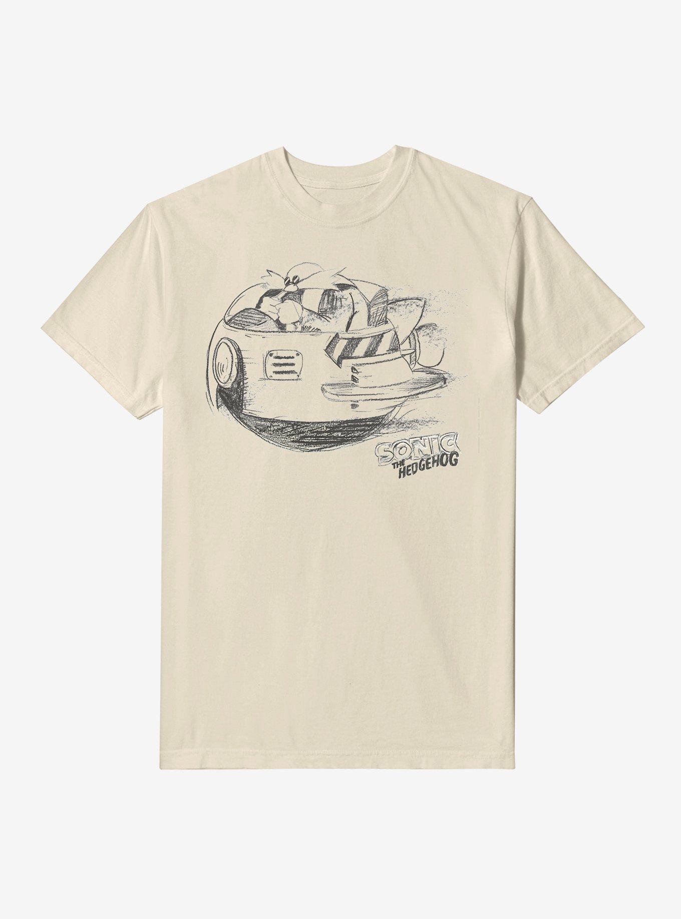 Sonic The Hedgehog Dr. Eggman Egg Mobile Artistic Sketch Garment Dye T-Shirt, , hi-res