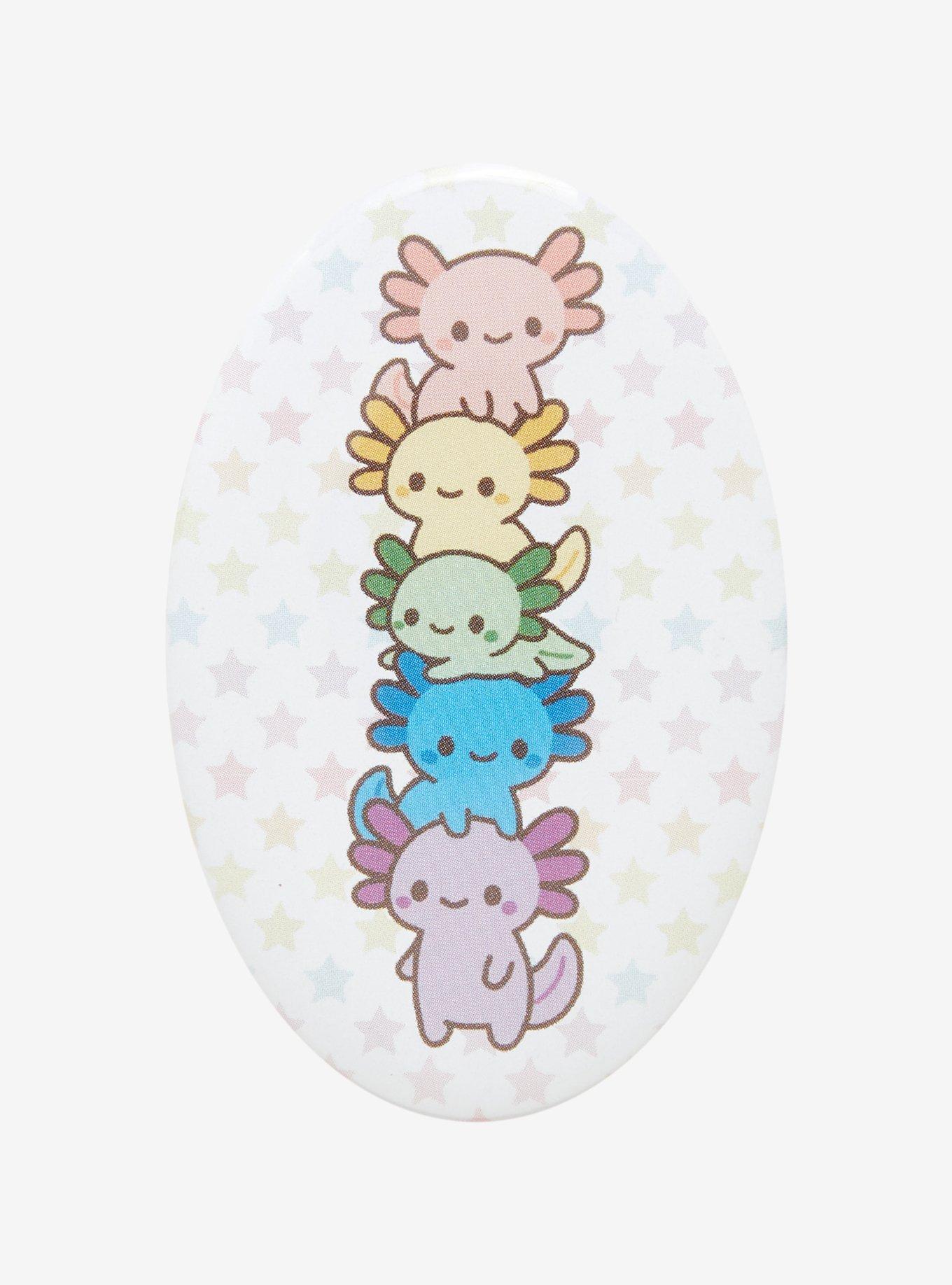 Rainbow Axolotl 3 Inch Button, , hi-res