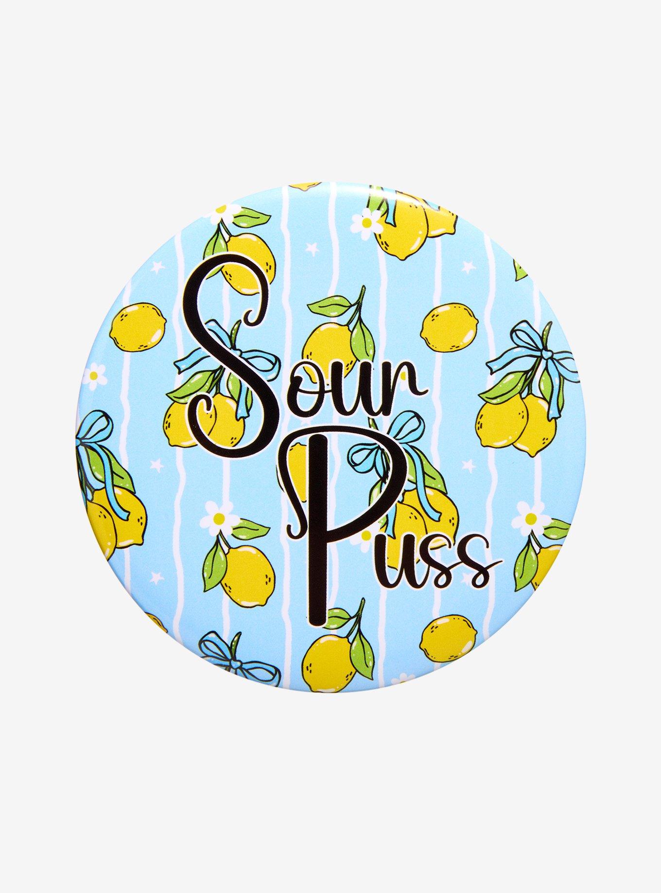 Sour Puss Lemon 3 Inch Button, , hi-res