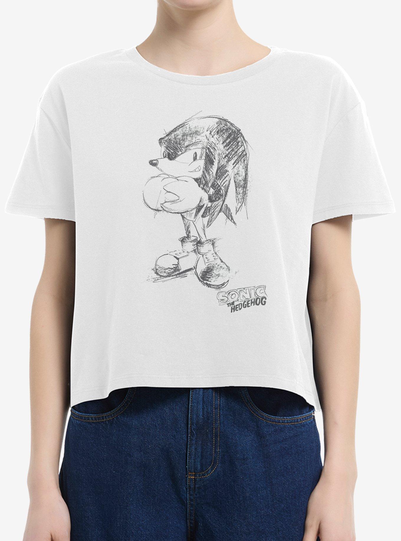 Sonic The Hedgehog Artistic Sketch Girls Boxy Crop T-Shirt
