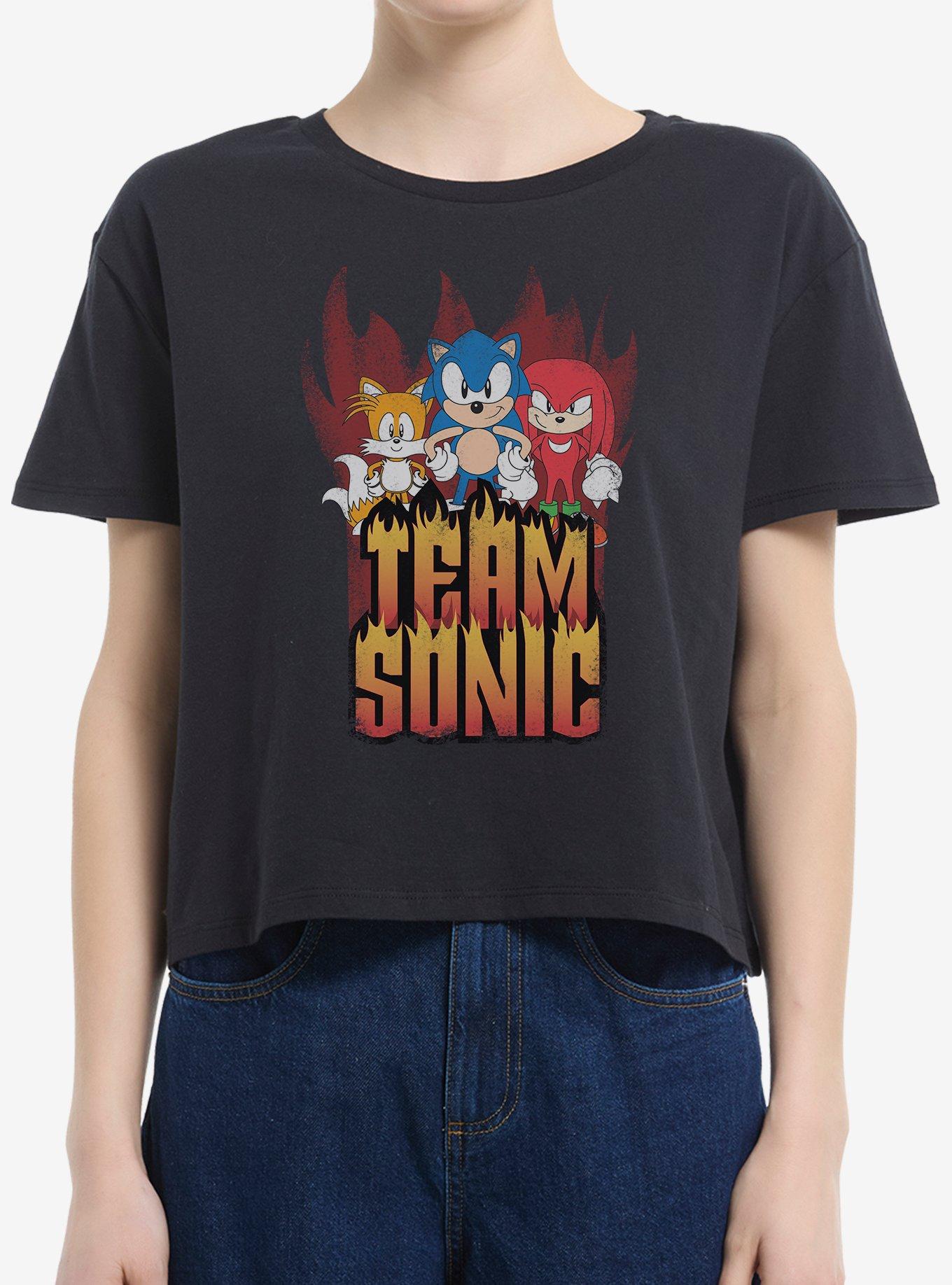 Sonic The Hedgehog Hedgy Metal Team Sonic Girls Boxy Crop T-Shirt, , hi-res