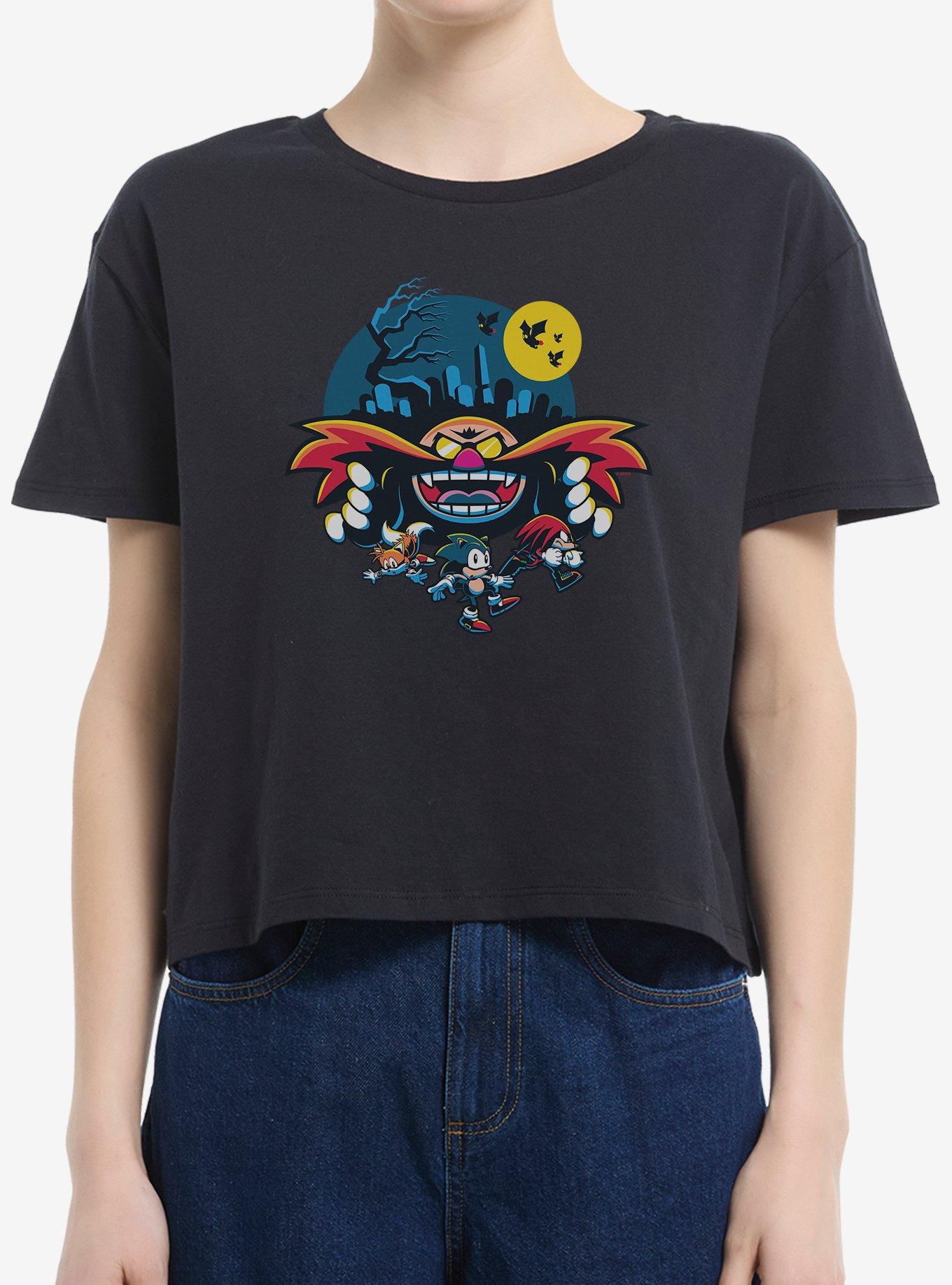 Sonic The Hedgehog Eggman Spooky Scary Halloween Girls Boxy Crop T-Shirt, , hi-res