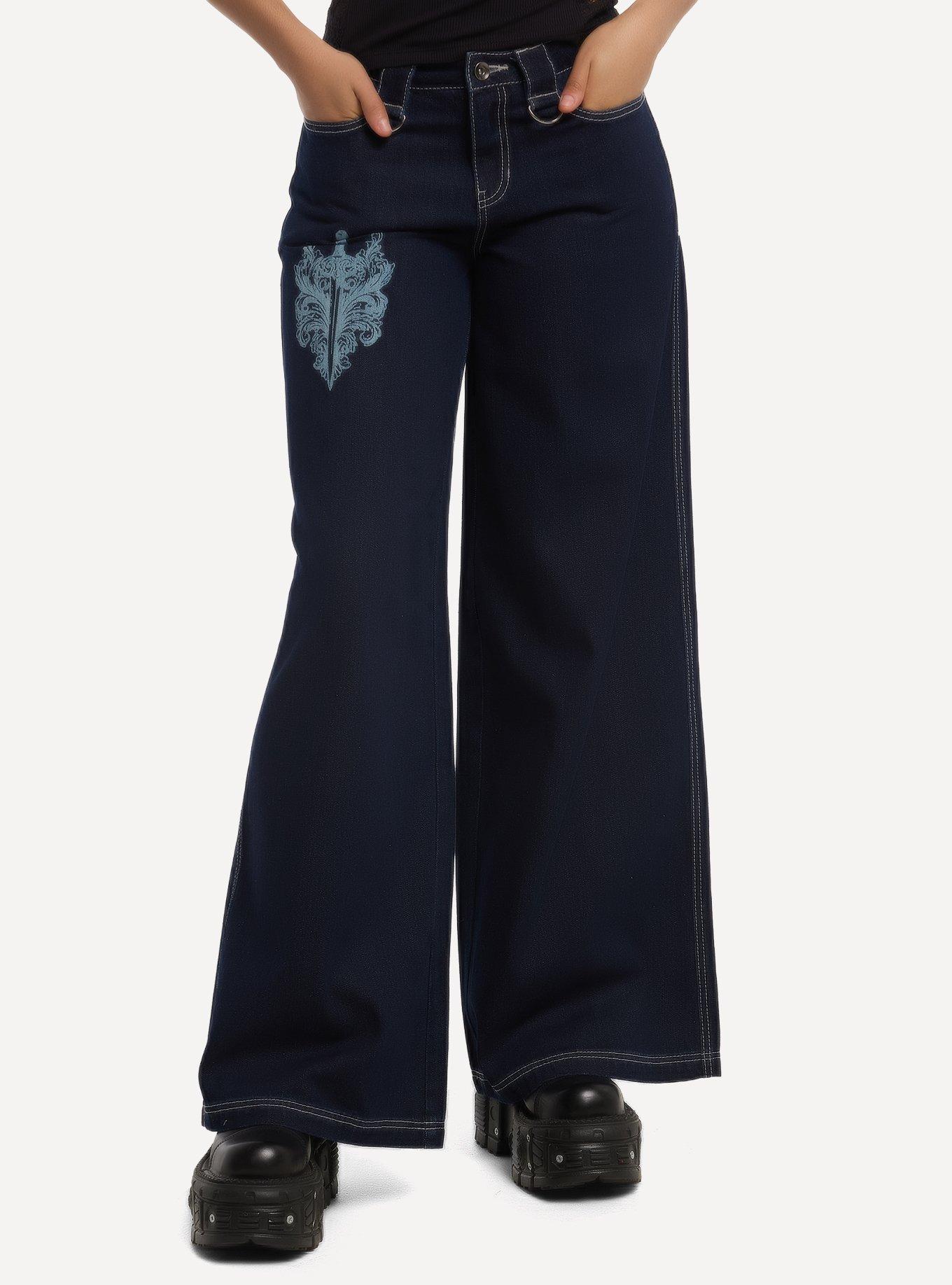 Social Collision Wings Wide Leg Jeans, , hi-res