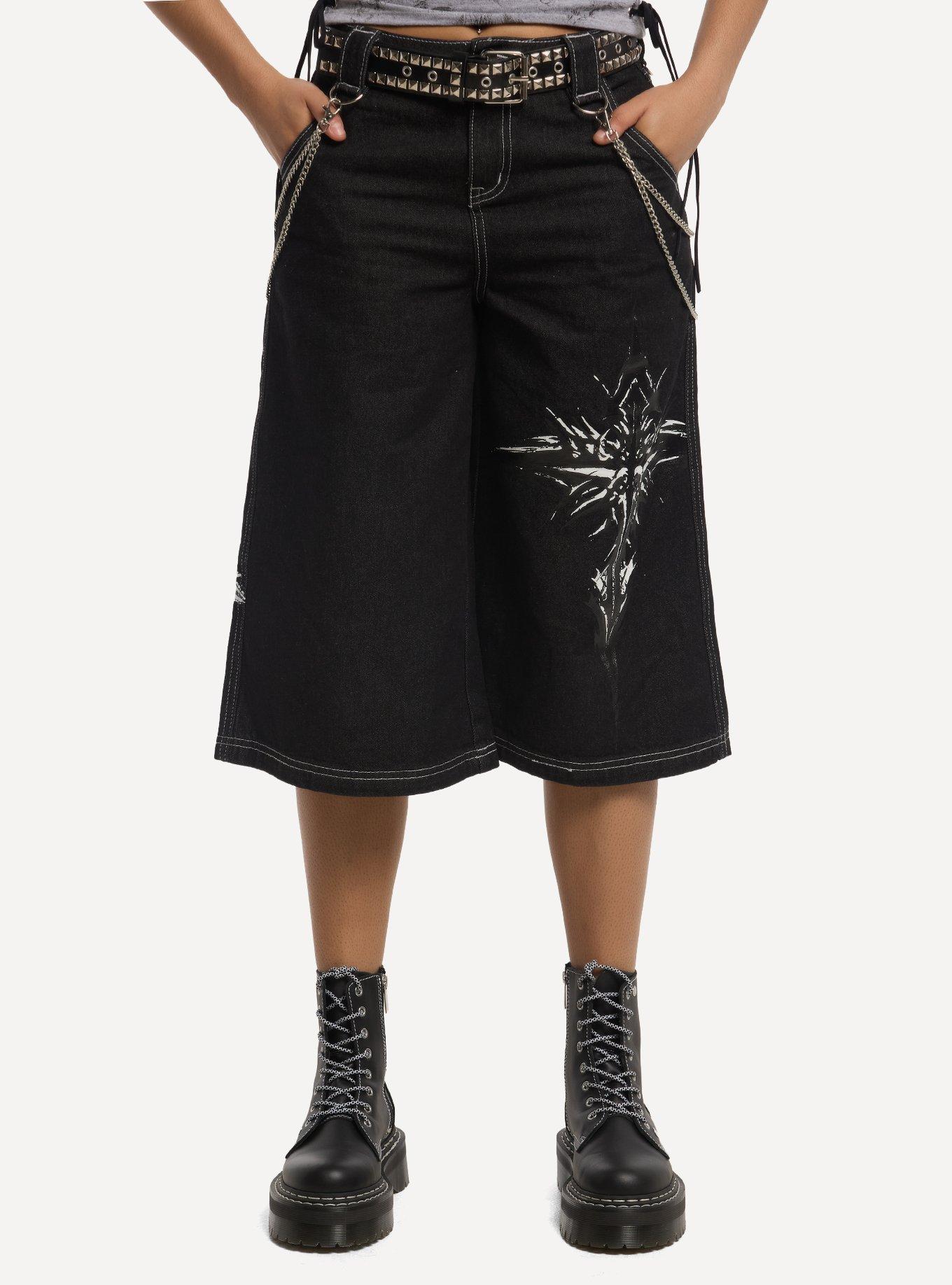 Social Collision Sigil Double Chain Belted Jorts, , hi-res