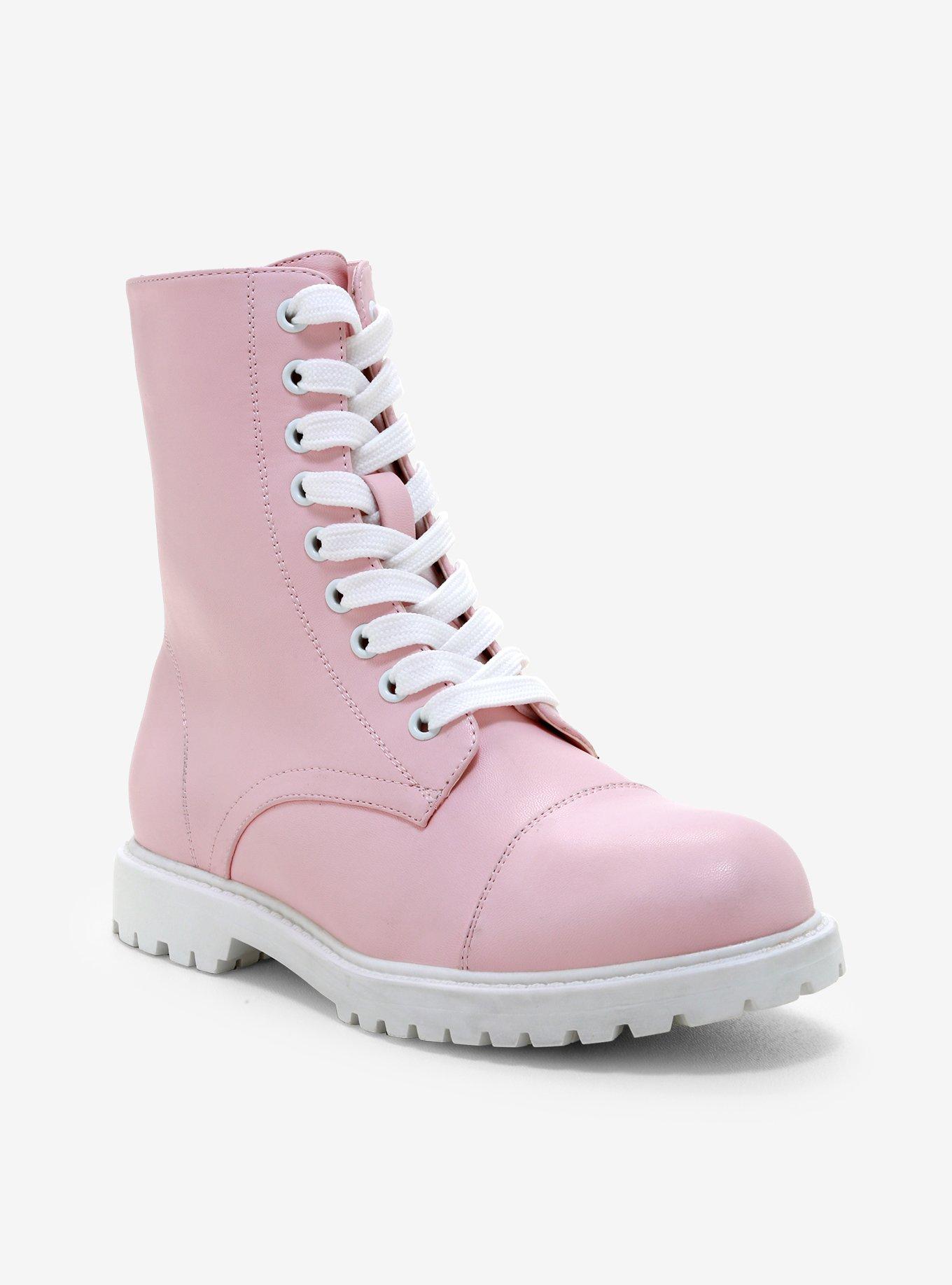 Pastel Pink Combat Boots, , hi-res