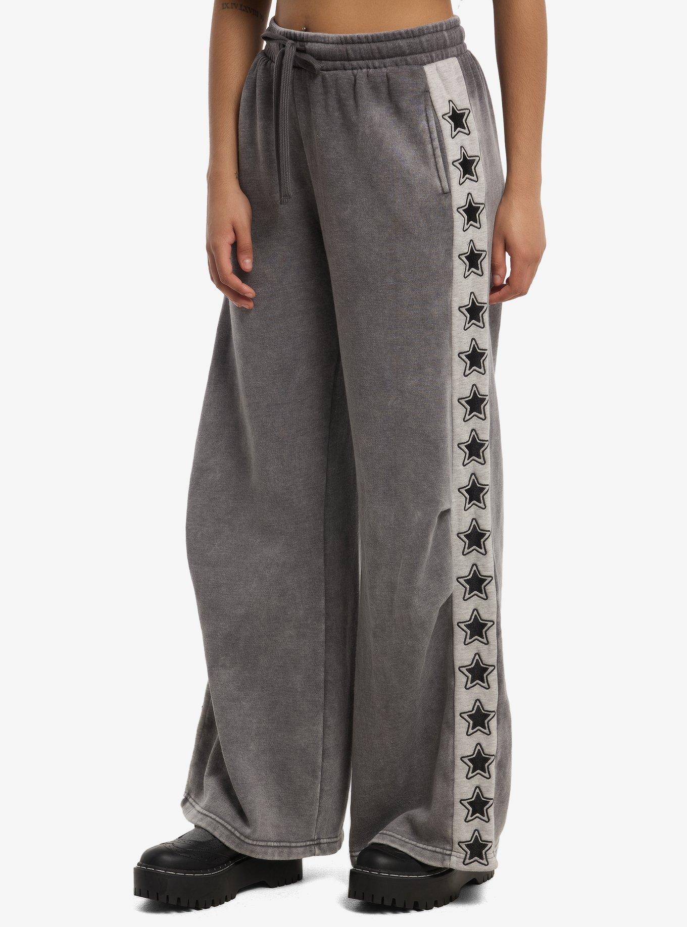 Grey Star Stripe Wide Leg Lounge Pants, , hi-res