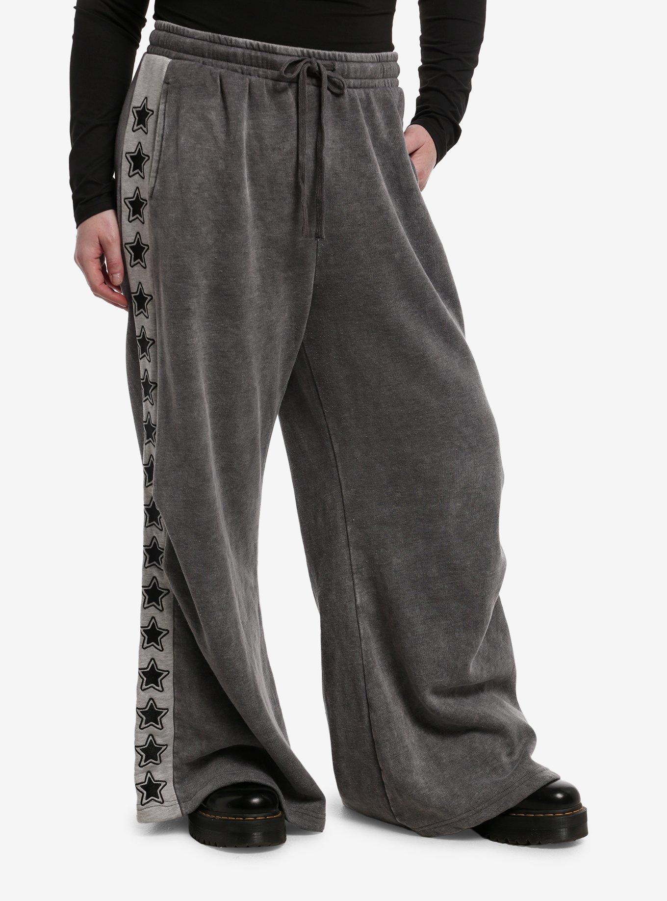 HOTTOPIC Grey Star Stripe Wide Leg Lounge Pants Plus Size