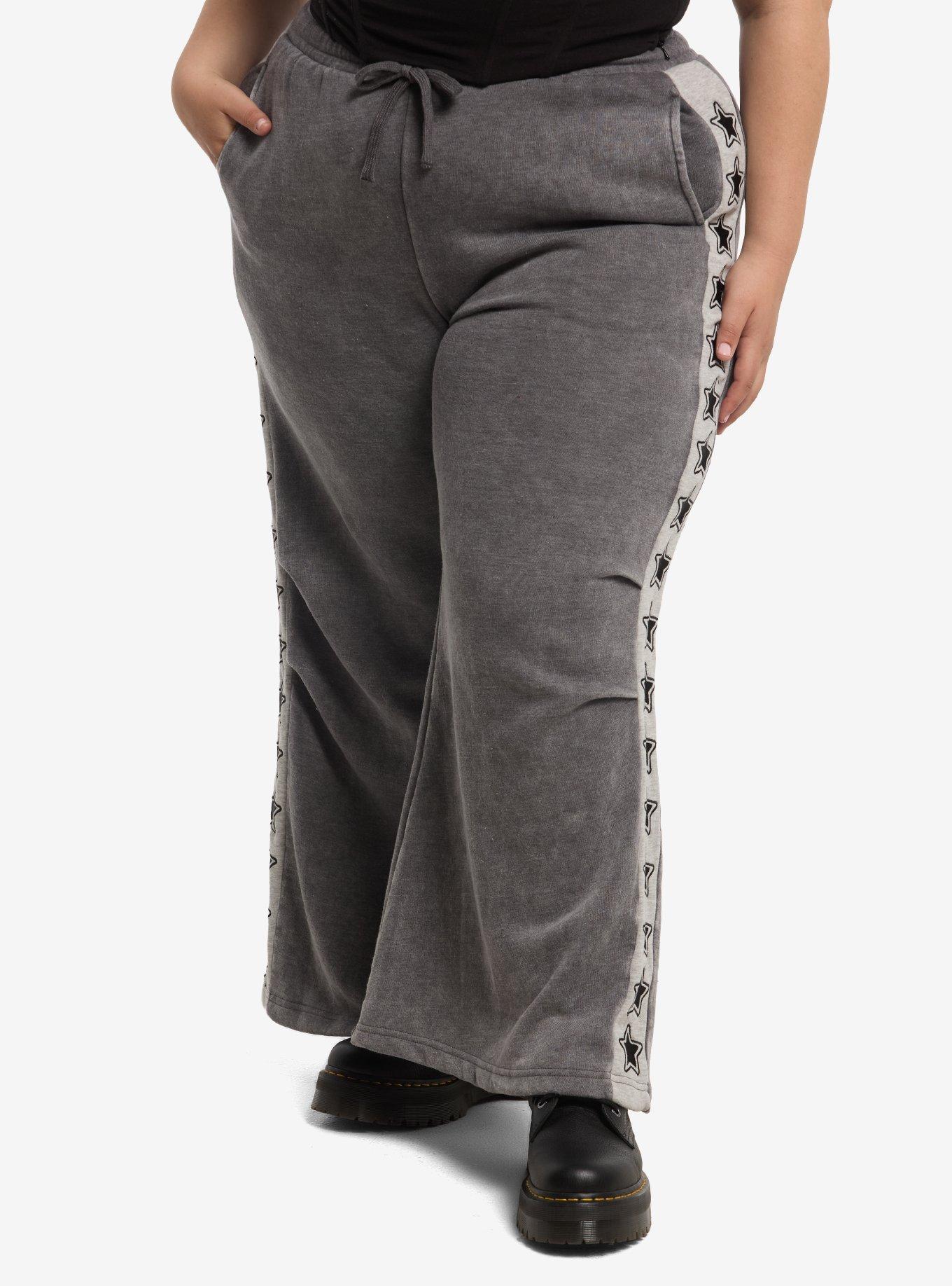 Grey Star Stripe Wide Leg Lounge Pants Plus Size, , hi-res