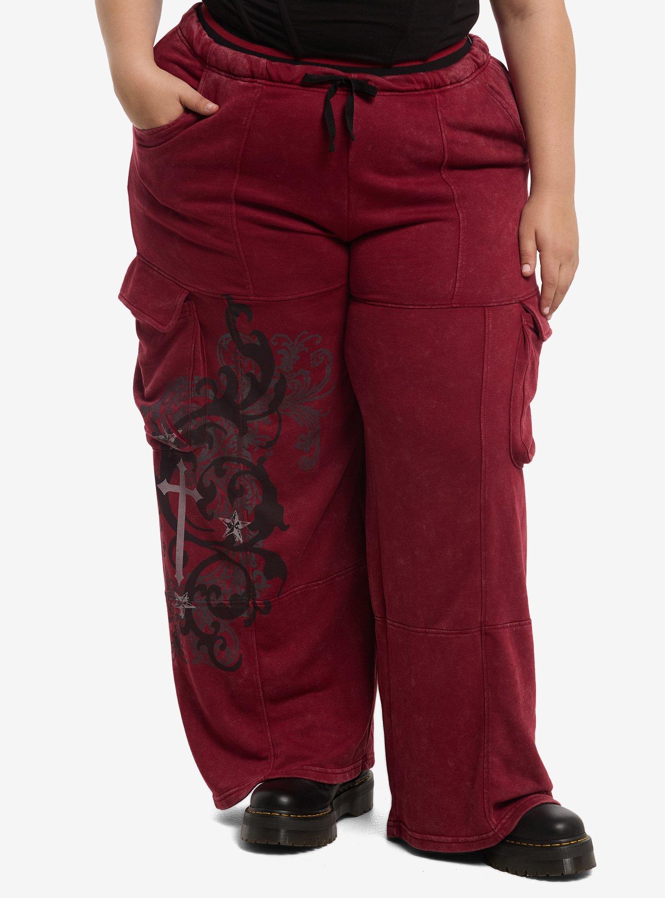 Social Collision Cross Filigree Cargo Lounge Pants Plus Size, , hi-res