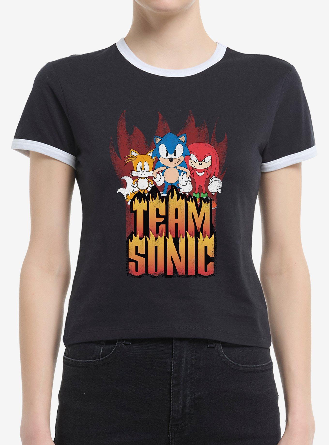 Sonic The Hedgehog Running At Full Speed Girls Ringer T-Shirt, , hi-res