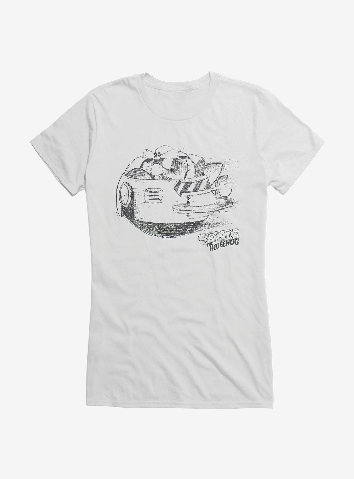 Sonic The Hedgehog Dr. Eggman Egg Mobile Artistic Sketch Girls T-Shirt, , hi-res
