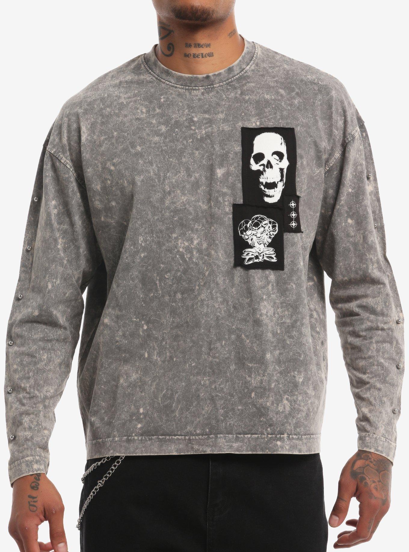 MARKET Skull Patch Barbell Pierced Long-Sleeve T-Shirt
