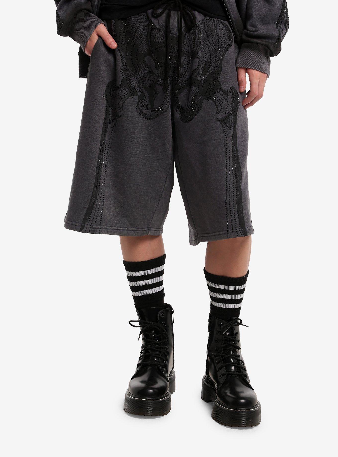 Skeleton Rhinestone Lounge Shorts, , hi-res