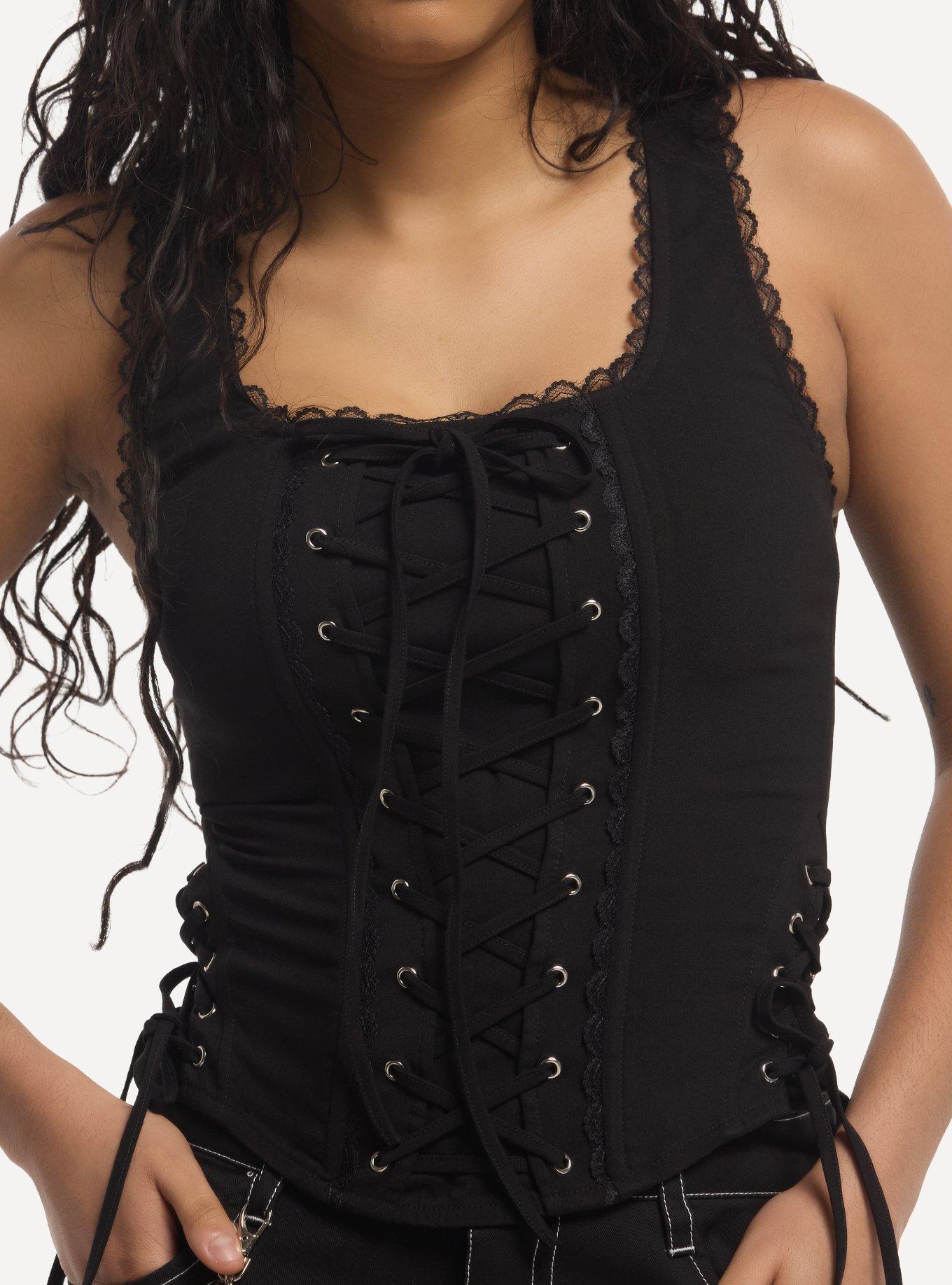 Social Collision Black Lace Corset Girls Tank Top | Hot Topic
