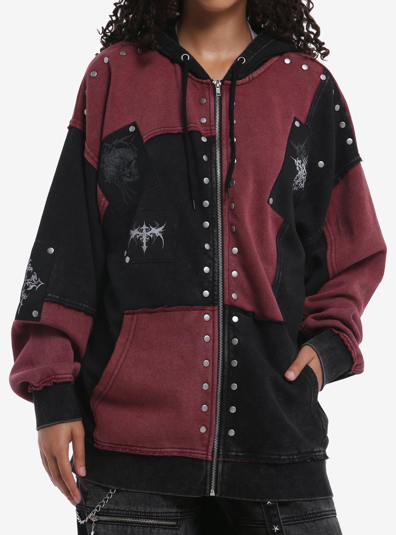 Social Collision Cyber Sigil Patchwork Stud Girls Hoodie | Hot Topic