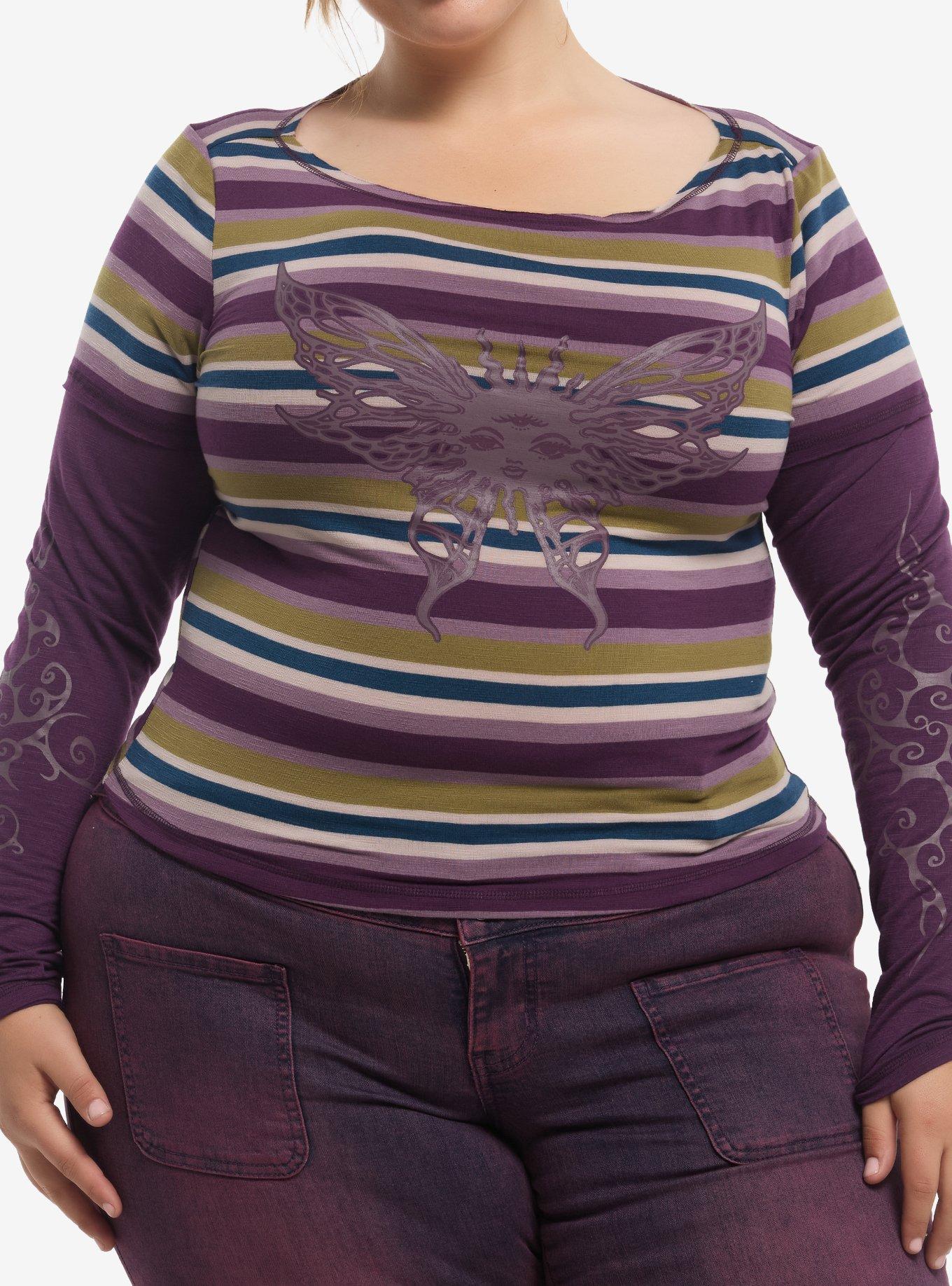 Thorn & Fable Celestial Butterfly Girls Twofer Long-Sleeve T-Shirt Plus Size, , hi-res