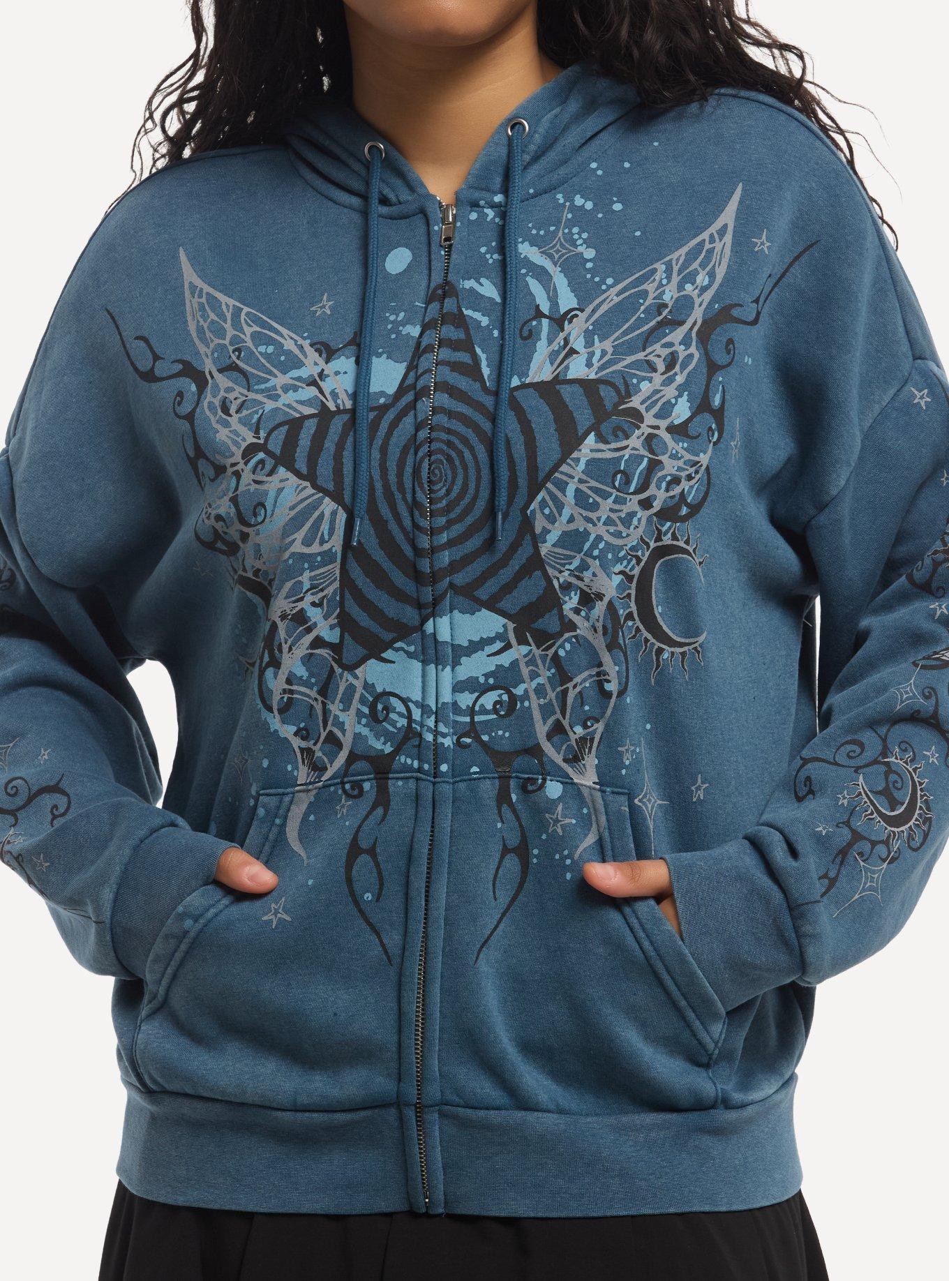 Thorn & Fable Teal Star Swirl Filigree Girls Hoodie, , hi-res