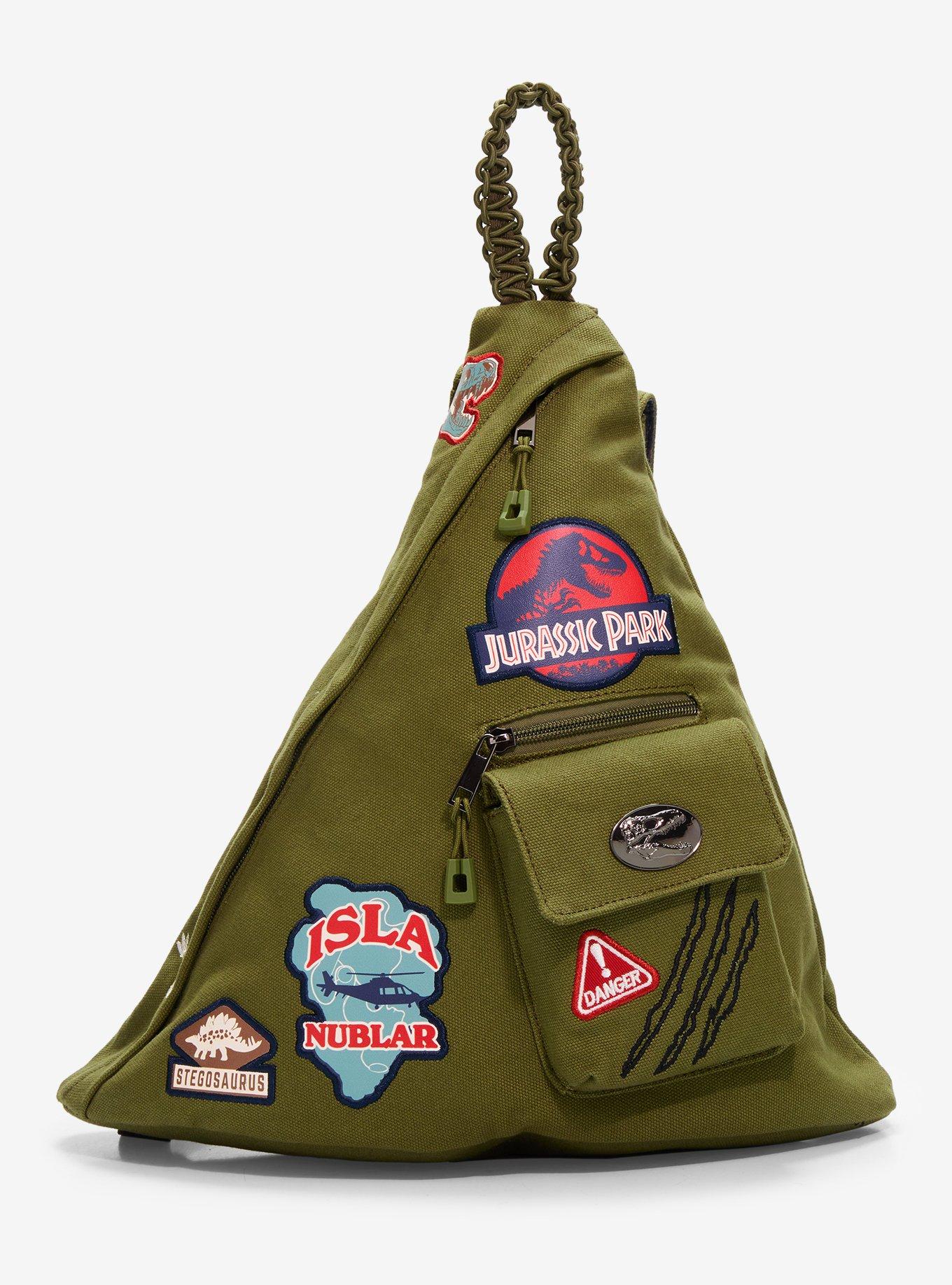 Jurassic Park Patches Triangle Sling Crossbody Bag - BoxLunch Exclusive, , hi-res