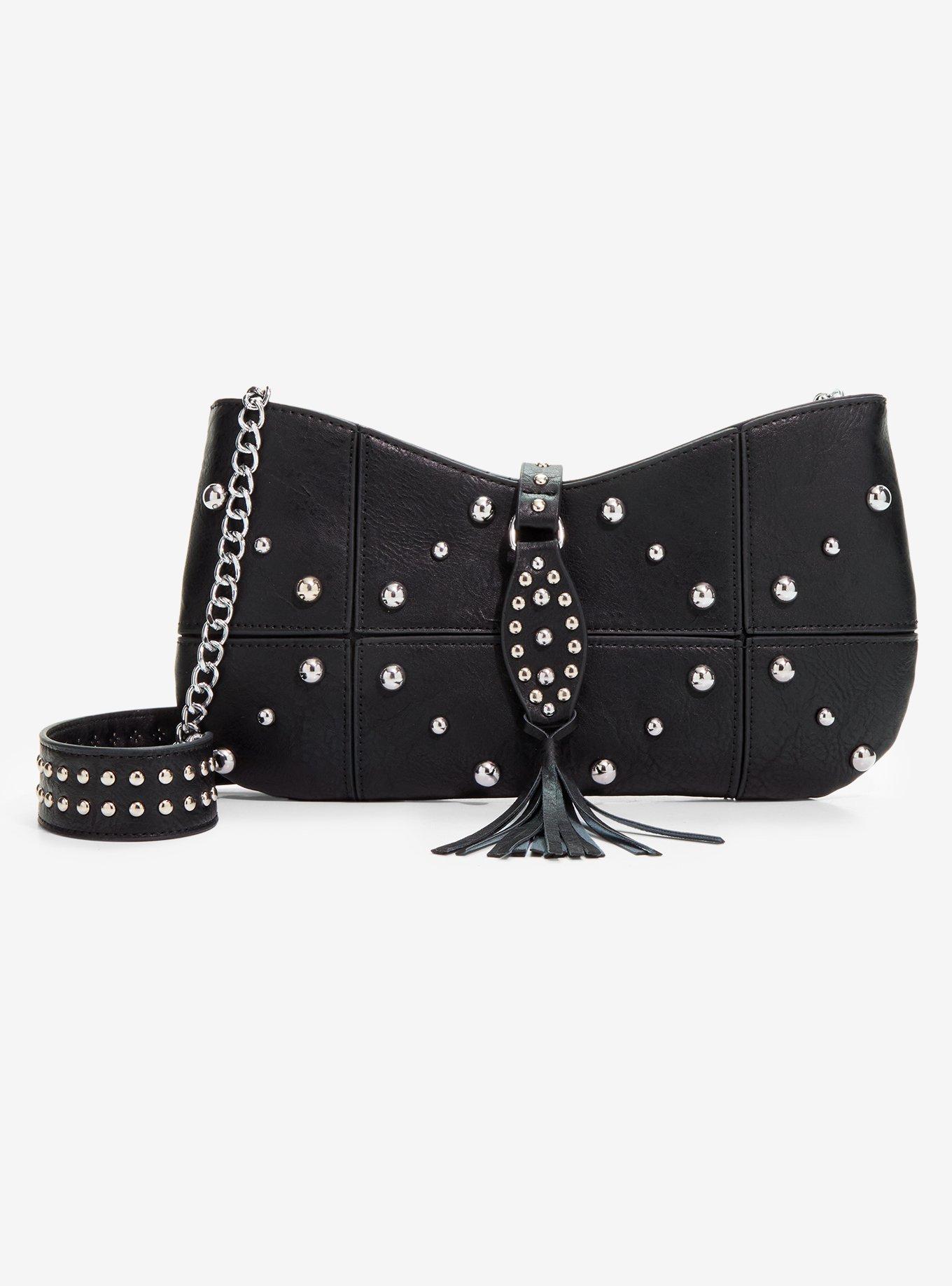Black Stud Shoulder Bag, , hi-res