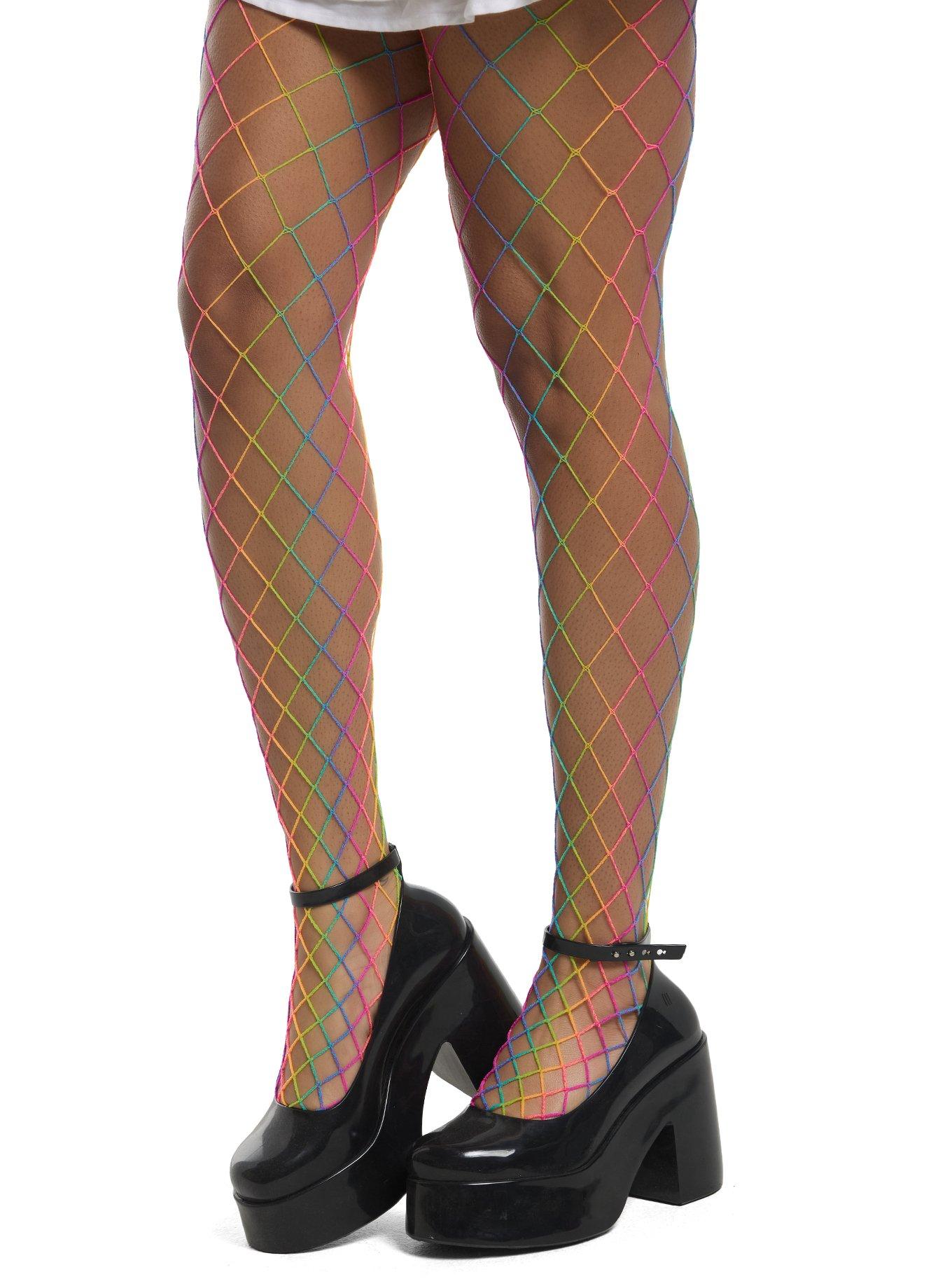 Rainbow Ombr&eacute; Fishnet Tights, , hi-res