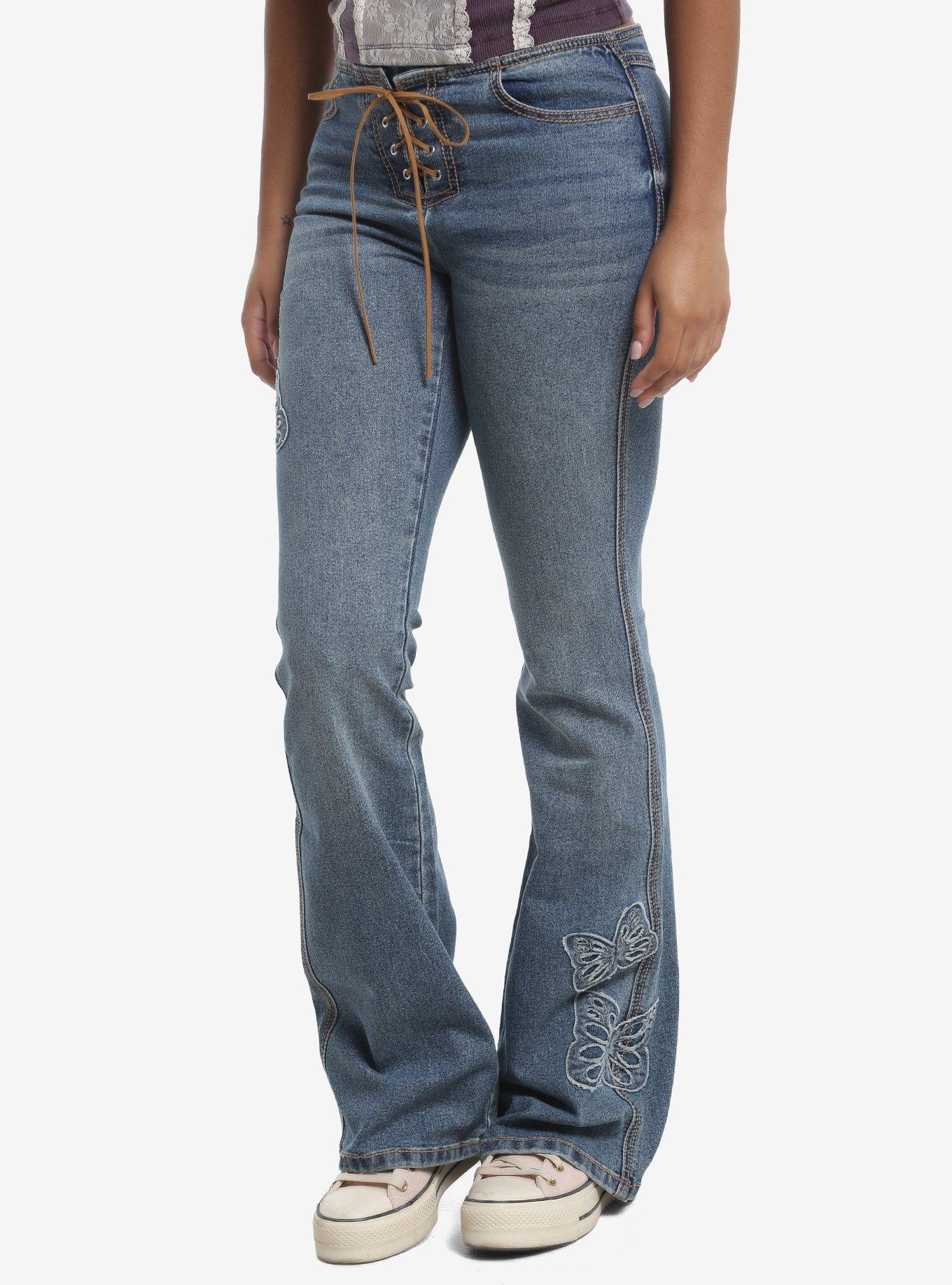 THORNANDFABLE Thorn & Fable Lace-Up Butterfly Flare Jeans
